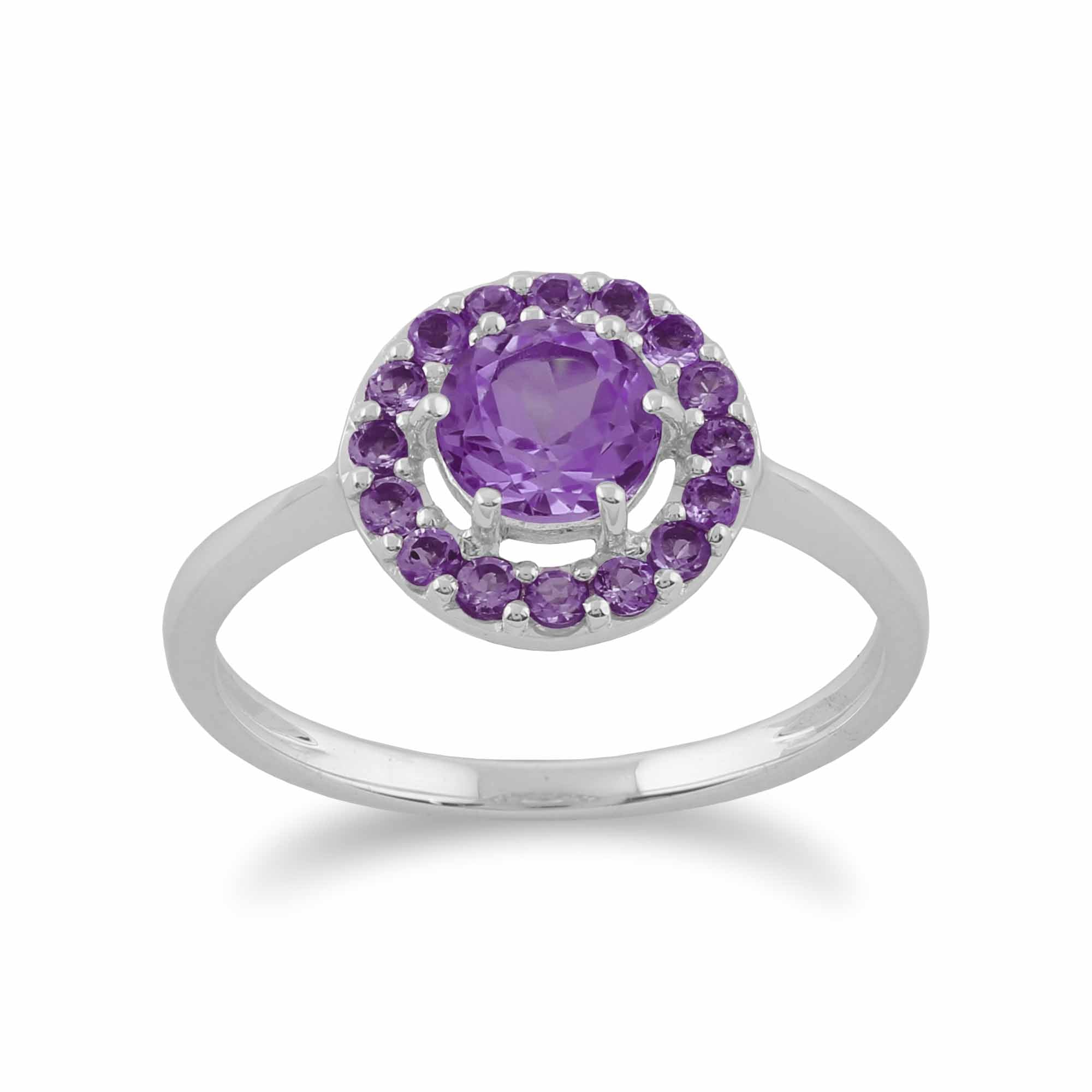 117R0158019 Gemondo 9ct White Gold Natural Amethyst 6 Claw Cluster Ring 1