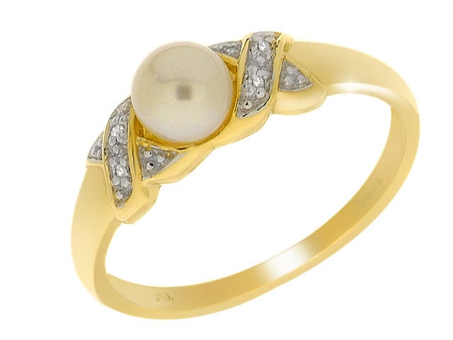 9ct Yellow Gold 0.71ct Pearl & Diamond Ring Image 1