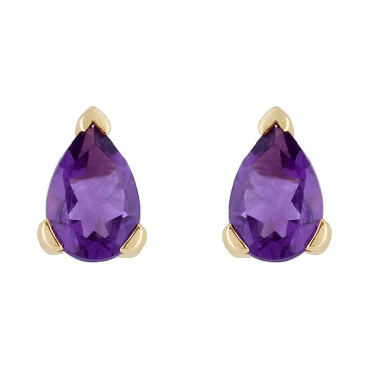Classic Pear Amethyst Stud Earrings in 9ct Yellow Gold