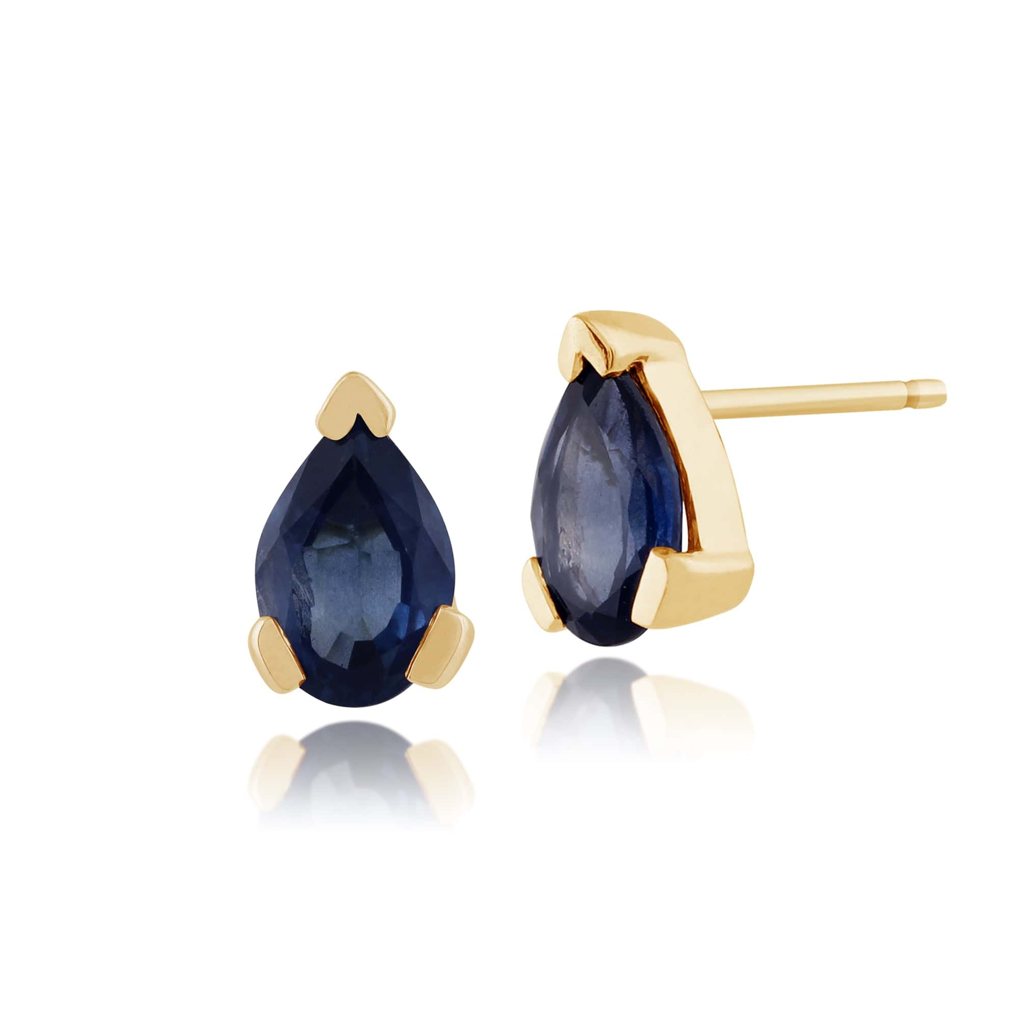 Classic Pear Sapphire Stud Earrings in 9ct Yellow Gold 6.5x4mm - Gemondo