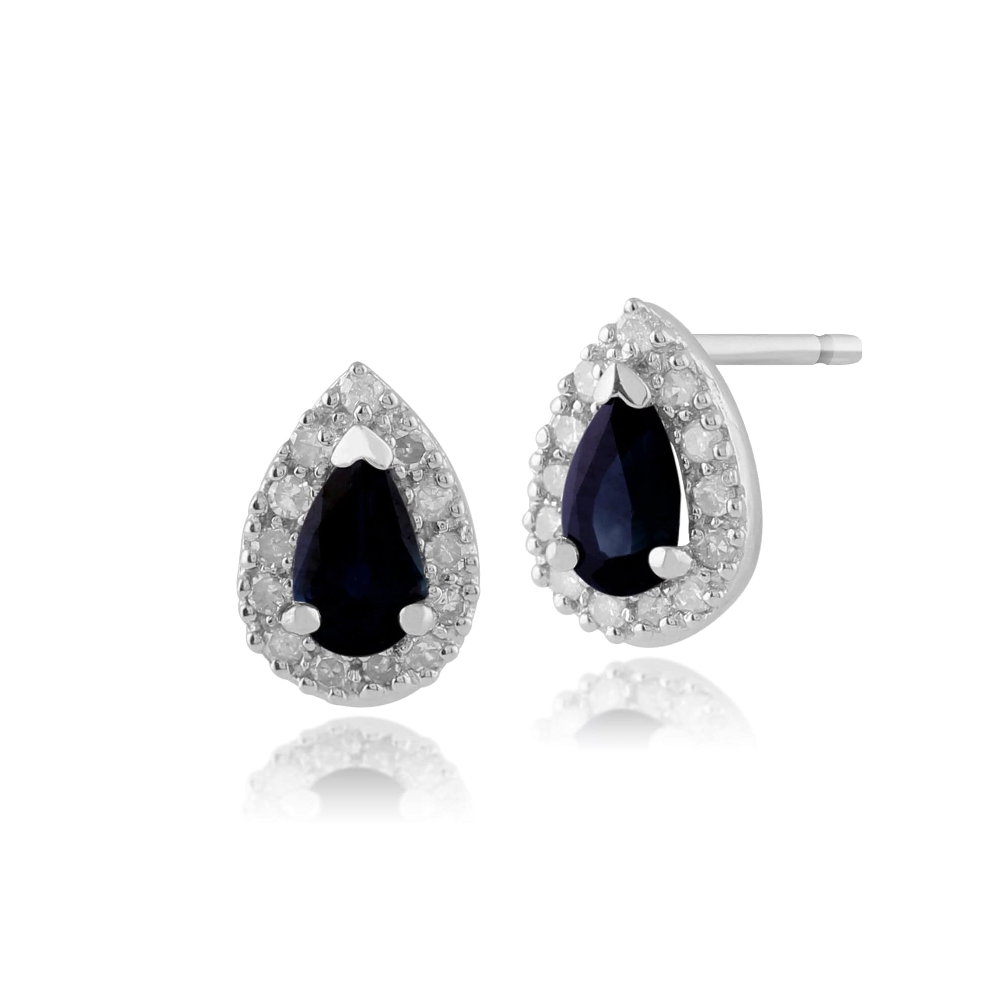 Classic Sapphire & Diamond Halo Stud Earrings & Pendant Set Image 2
