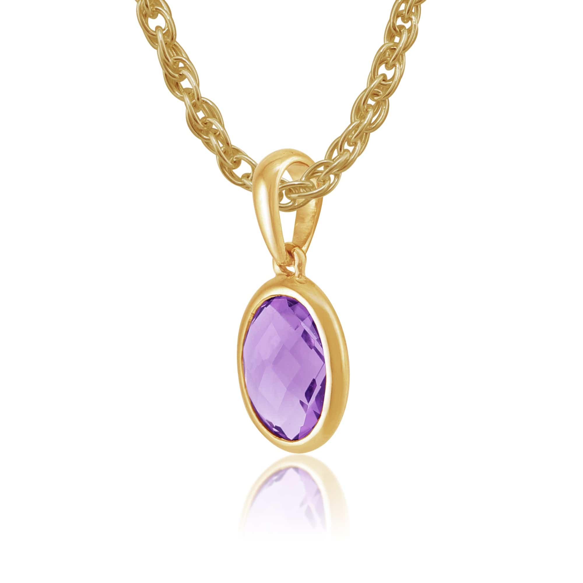 22518 Classic Oval Amethyst Pendant in 9ct Yellow Gold 2