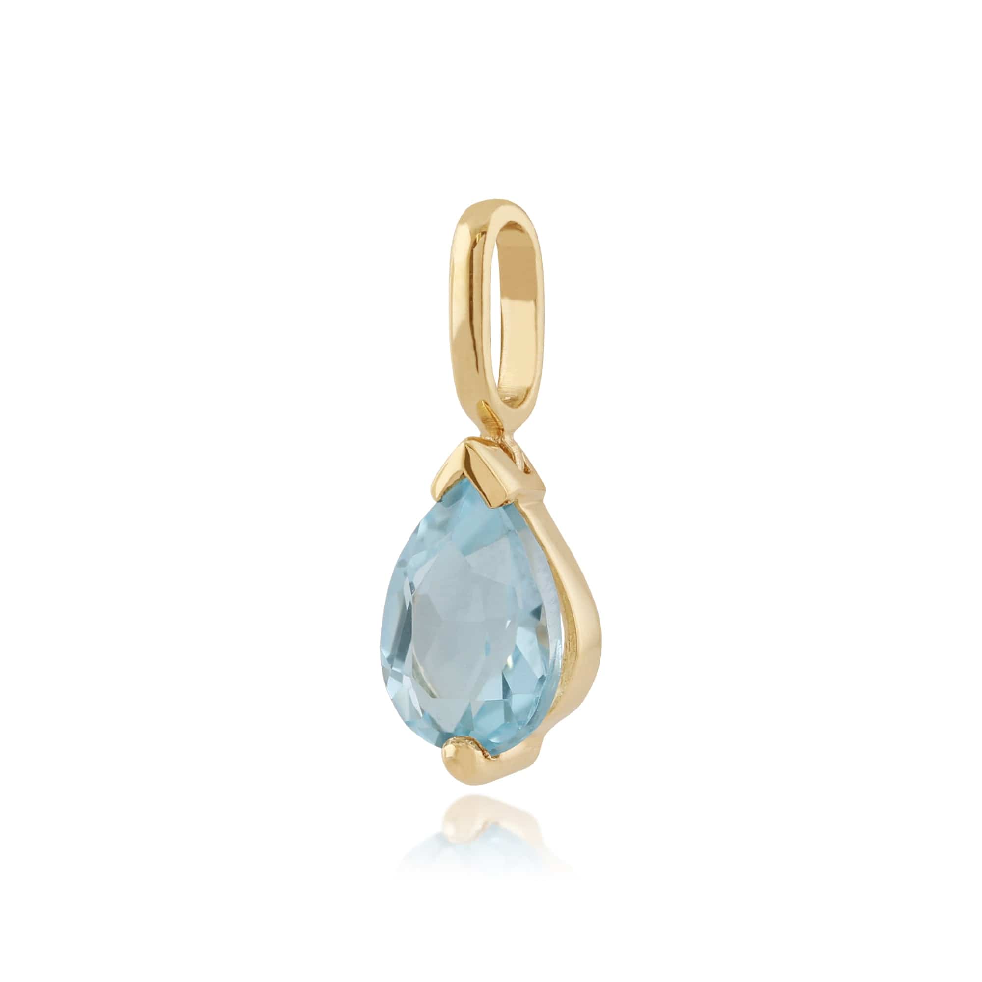 Classic Pear Blue Topaz Claw Set Single Stone Pendant in 9ct Gold - Gemondo