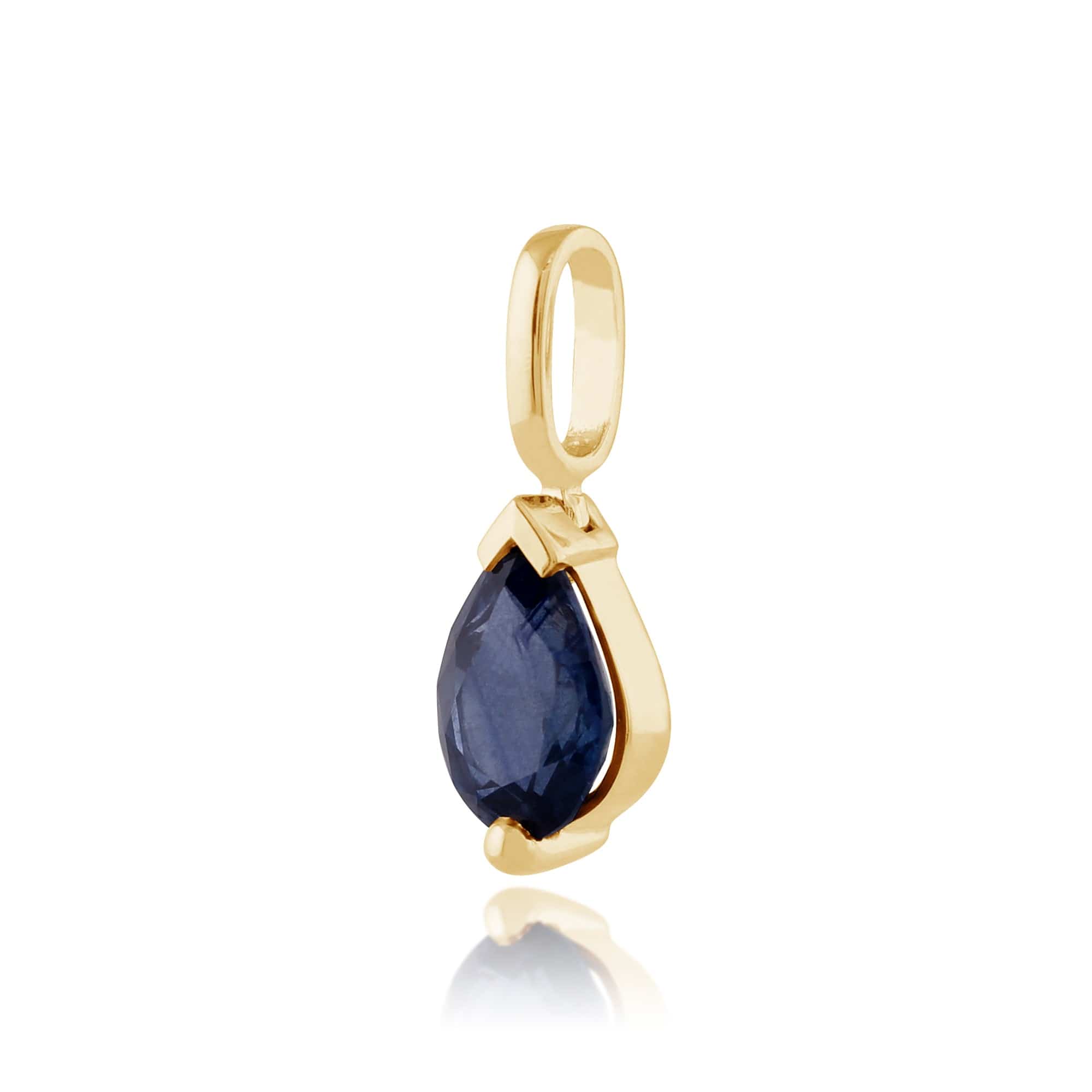 123P0117259 Classic Pear Light Blue Sapphire Pendant in 9ct Yellow Gold 2
