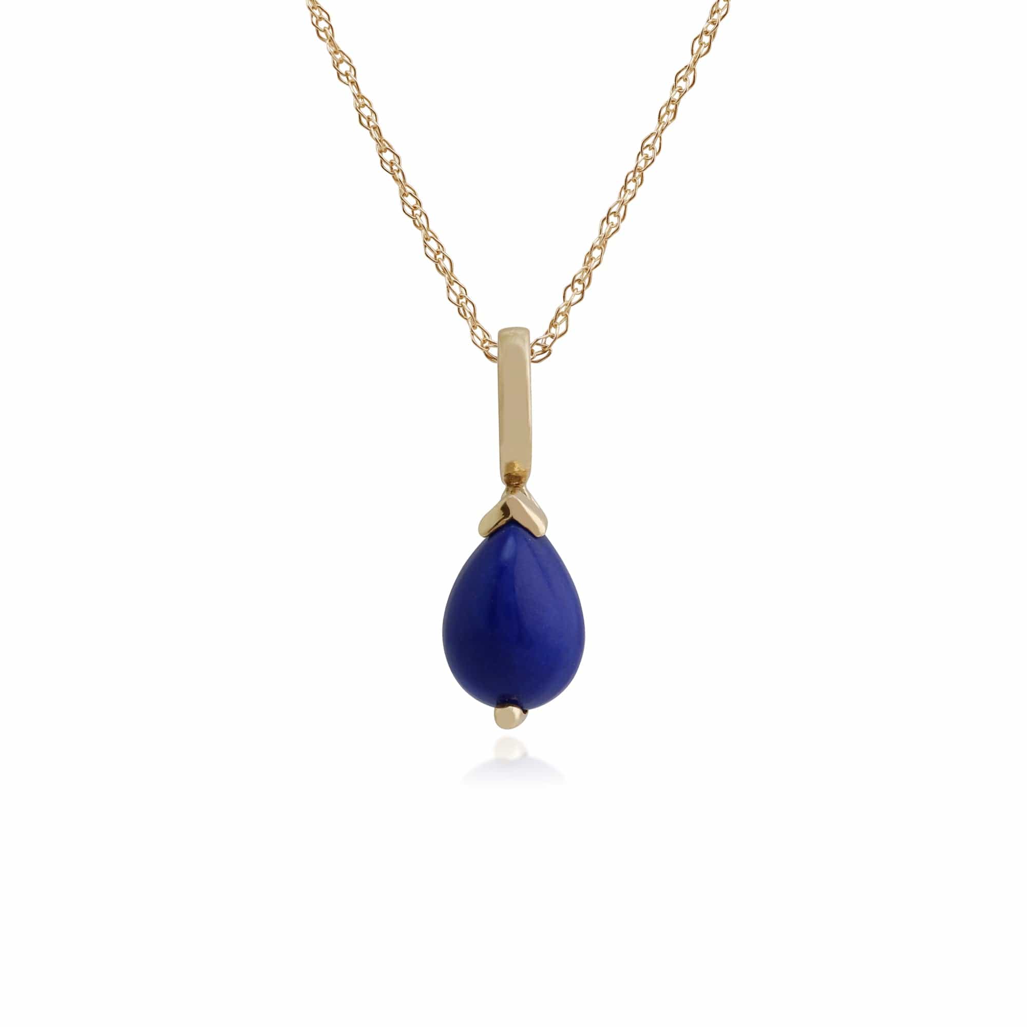 Classic Pear Lapis Lazuli Claw Set Pendant in 9ct Yellow Gold - Gemondo