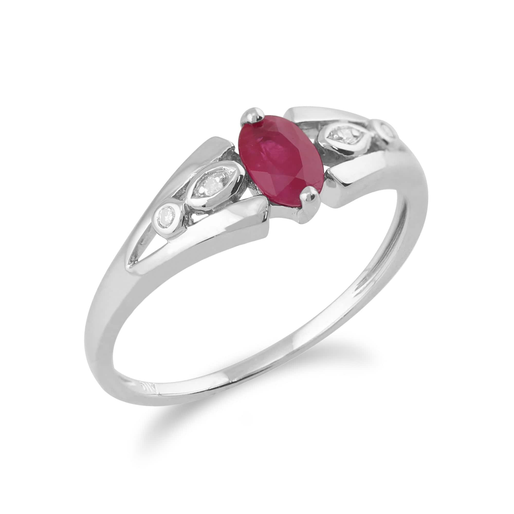 22608 Classic Oval Ruby & Diamond Ring in 9ct White Gold 2