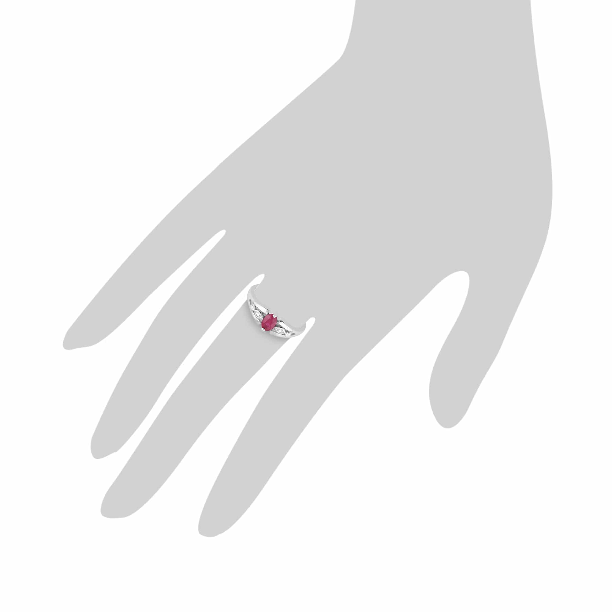 22608 Classic Oval Ruby & Diamond Ring in 9ct White Gold 3