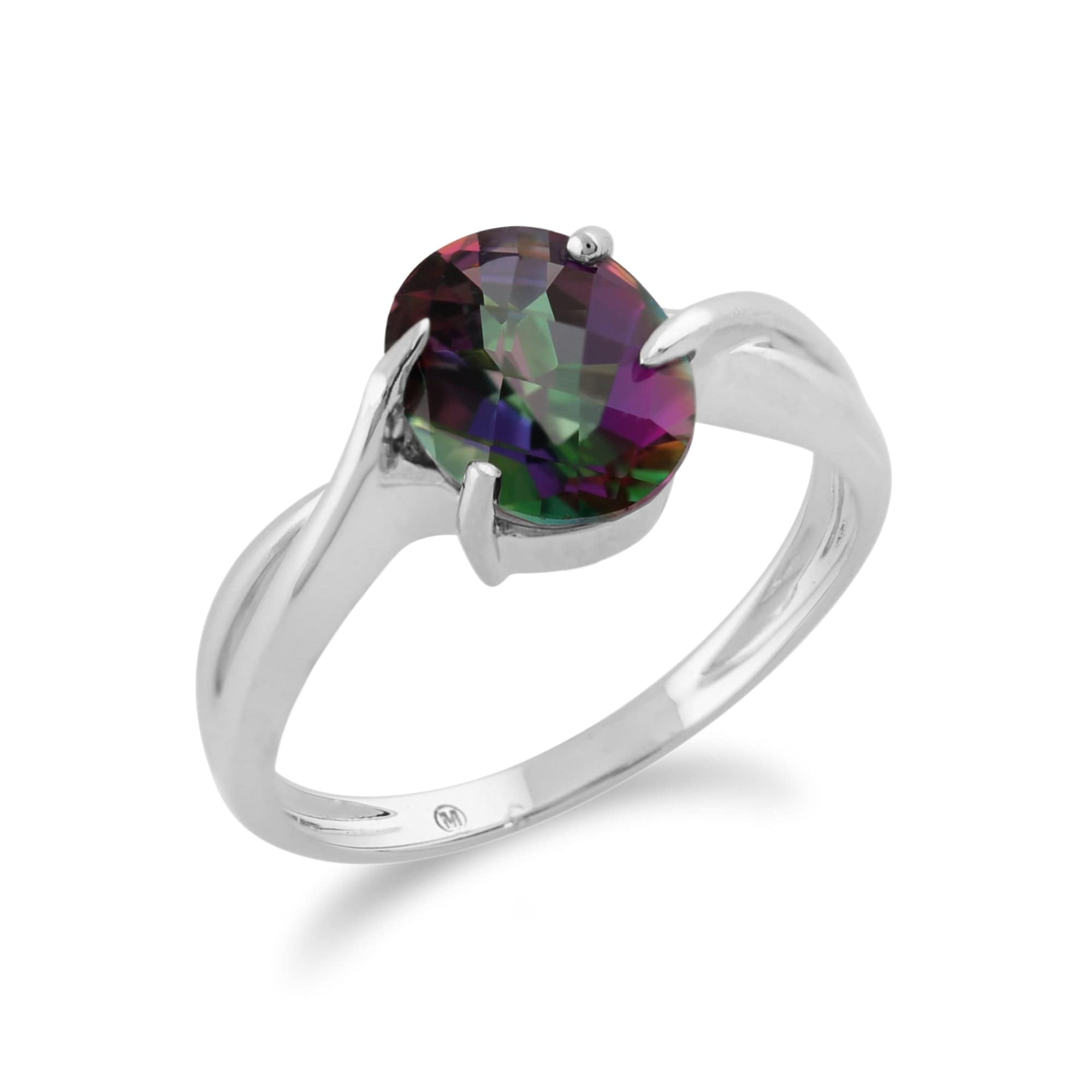123R0806079 9ct White Gold 2.00ct Oval Cut Mystic Topaz Classic Single Stone Ring 2