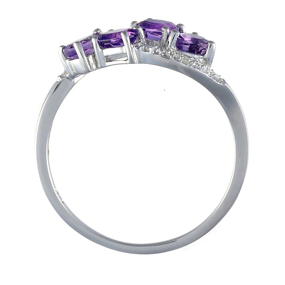 123R1219029 9ct White Gold 0.54ct Natural Amethyst & 3pt Diamond Classic Ring 3
