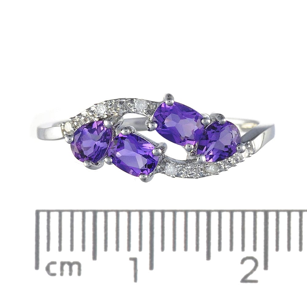 123R1219029 9ct White Gold 0.54ct Natural Amethyst & 3pt Diamond Classic Ring 4