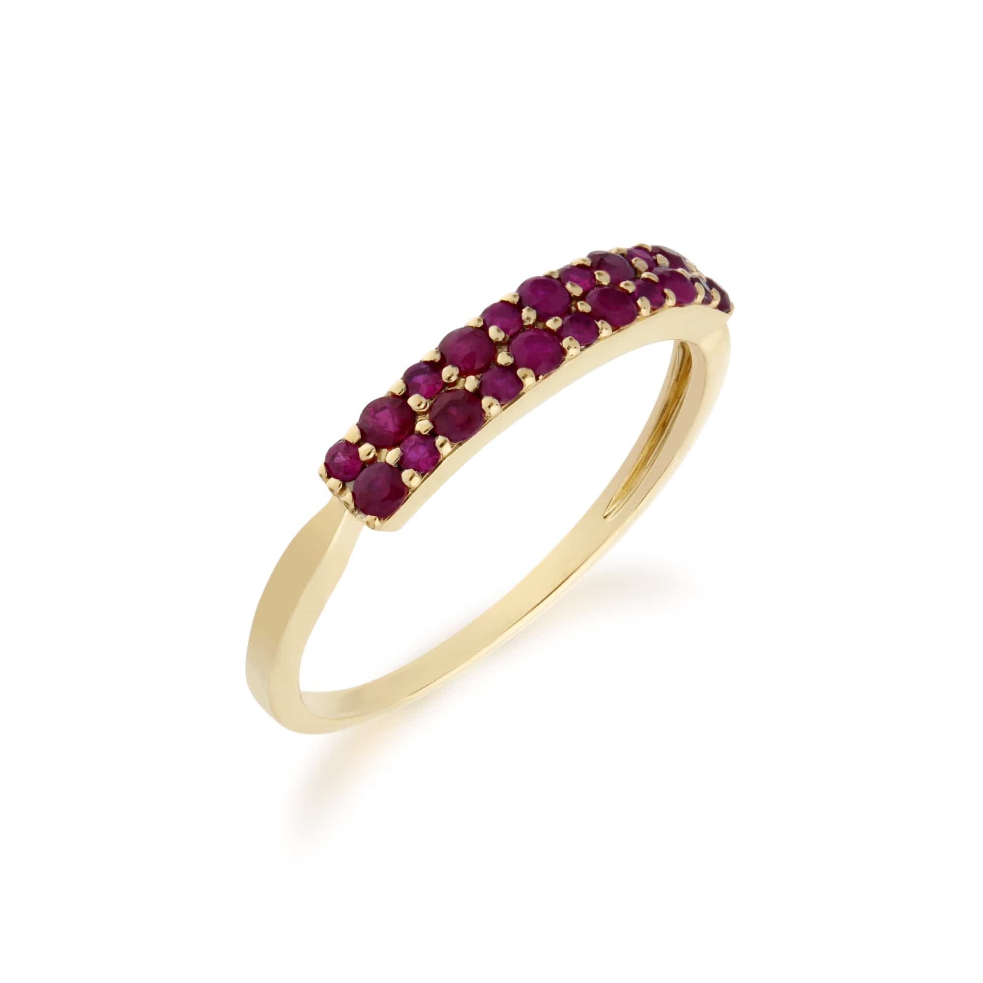 Contemporary 0.41ct Pavé Ruby Cluster Ring in 9ct Yellow Gold - Gemondo