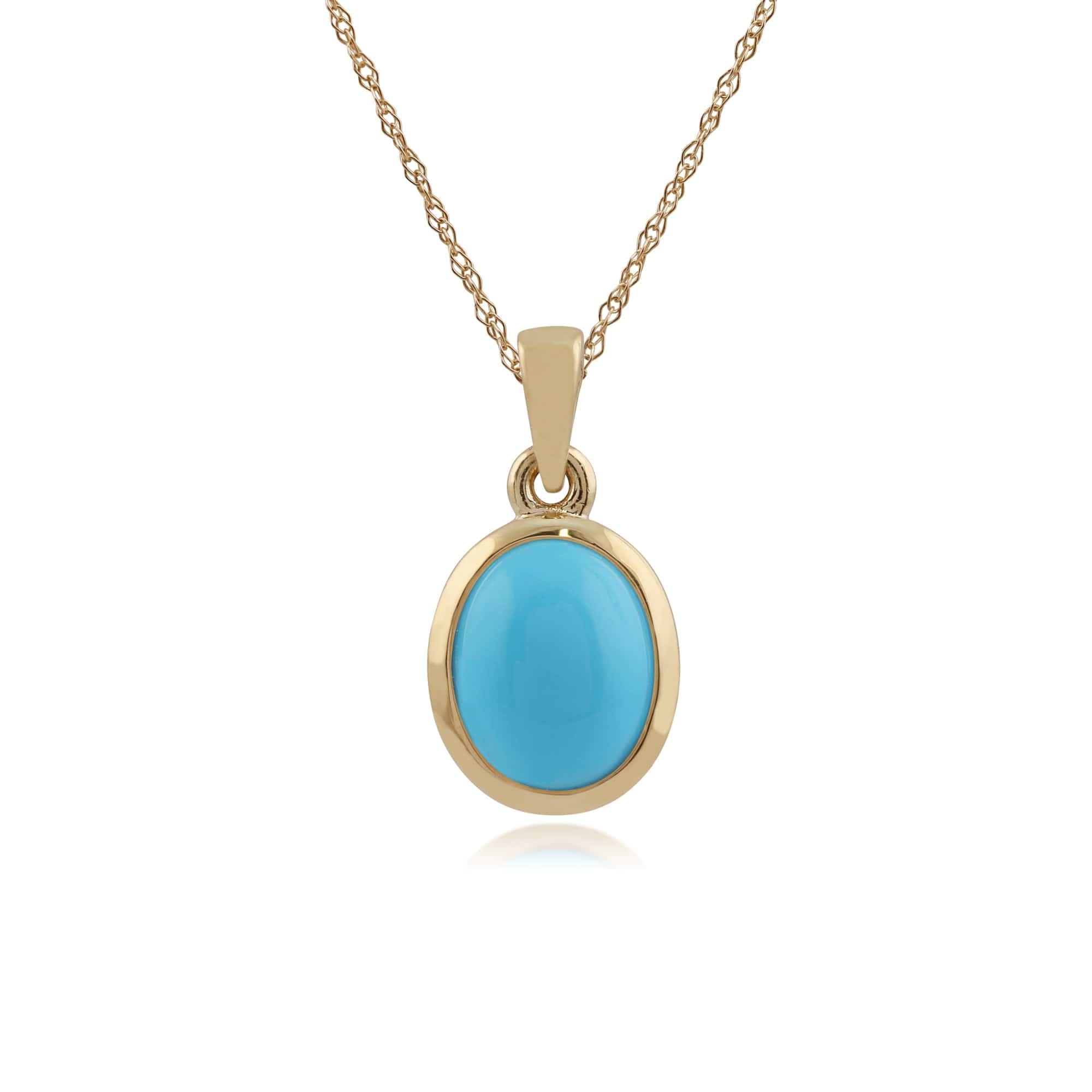 9ct Yellow Gold 2.20ct Natural Turquoise Classic Oval Pendant on Chain Image