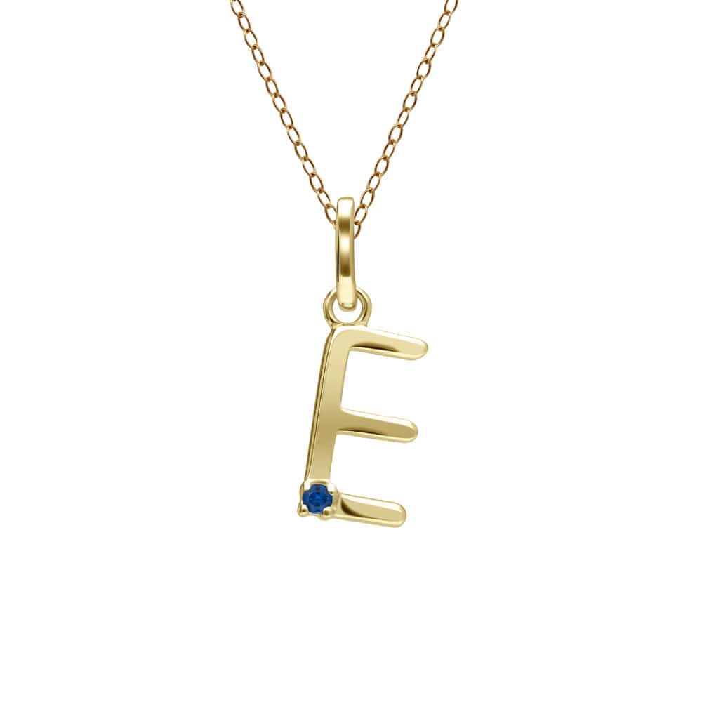Initial Blue Sapphire Letter Necklace In 9ct Yellow Gold - Gemondo
