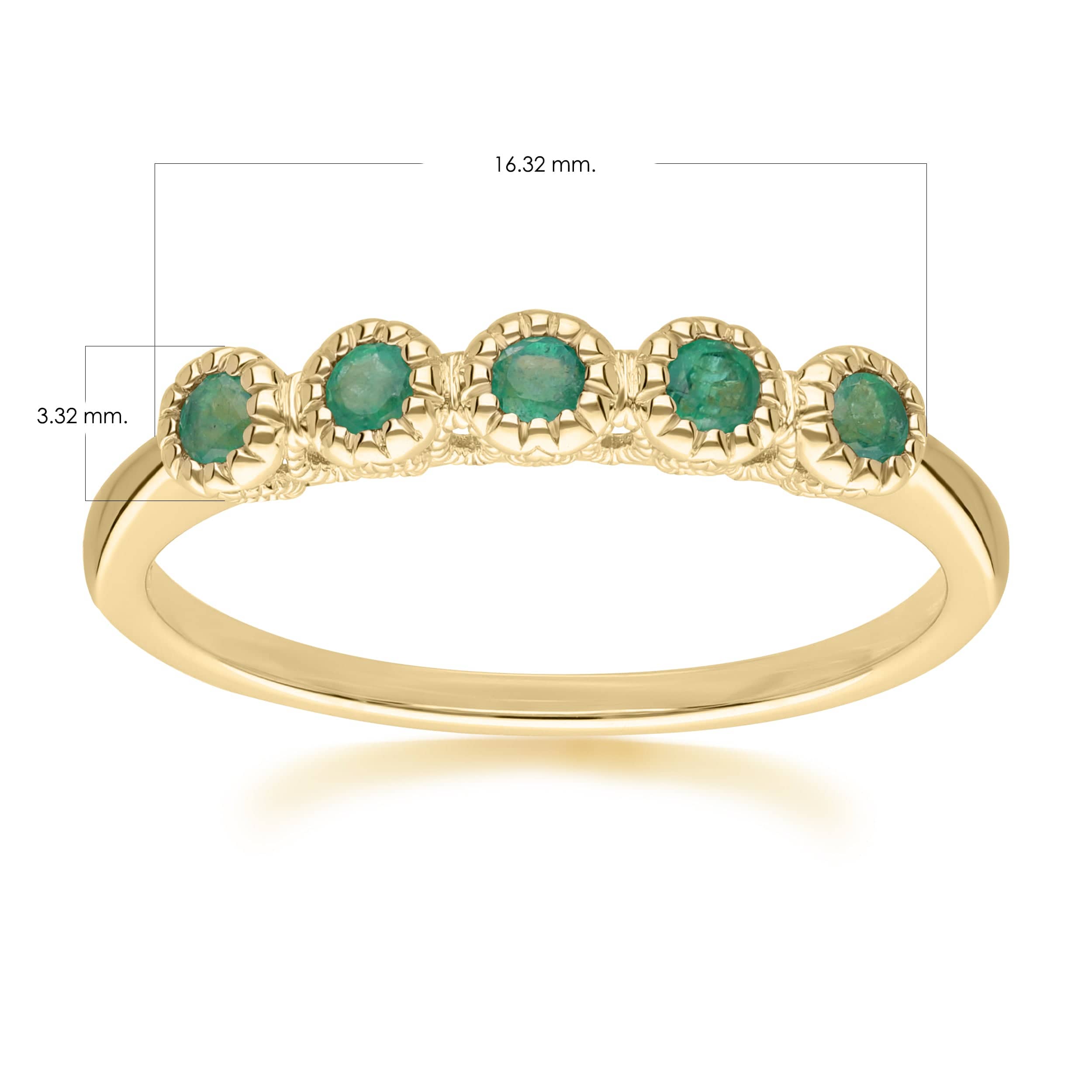 Classic Round Emerald Five Stone Eternity Ring in 9ct Yellow Gold