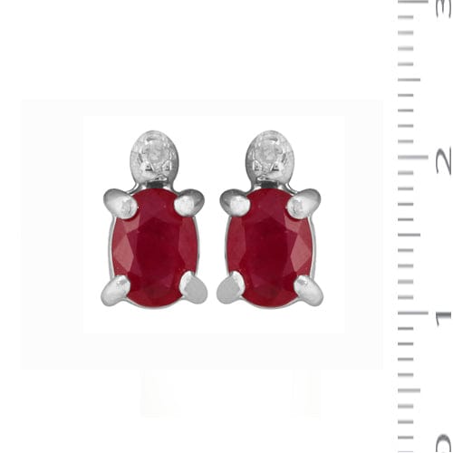 26901 Classic Oval Ruby & Diamond Stud Earrings in 9ct White Gold 2