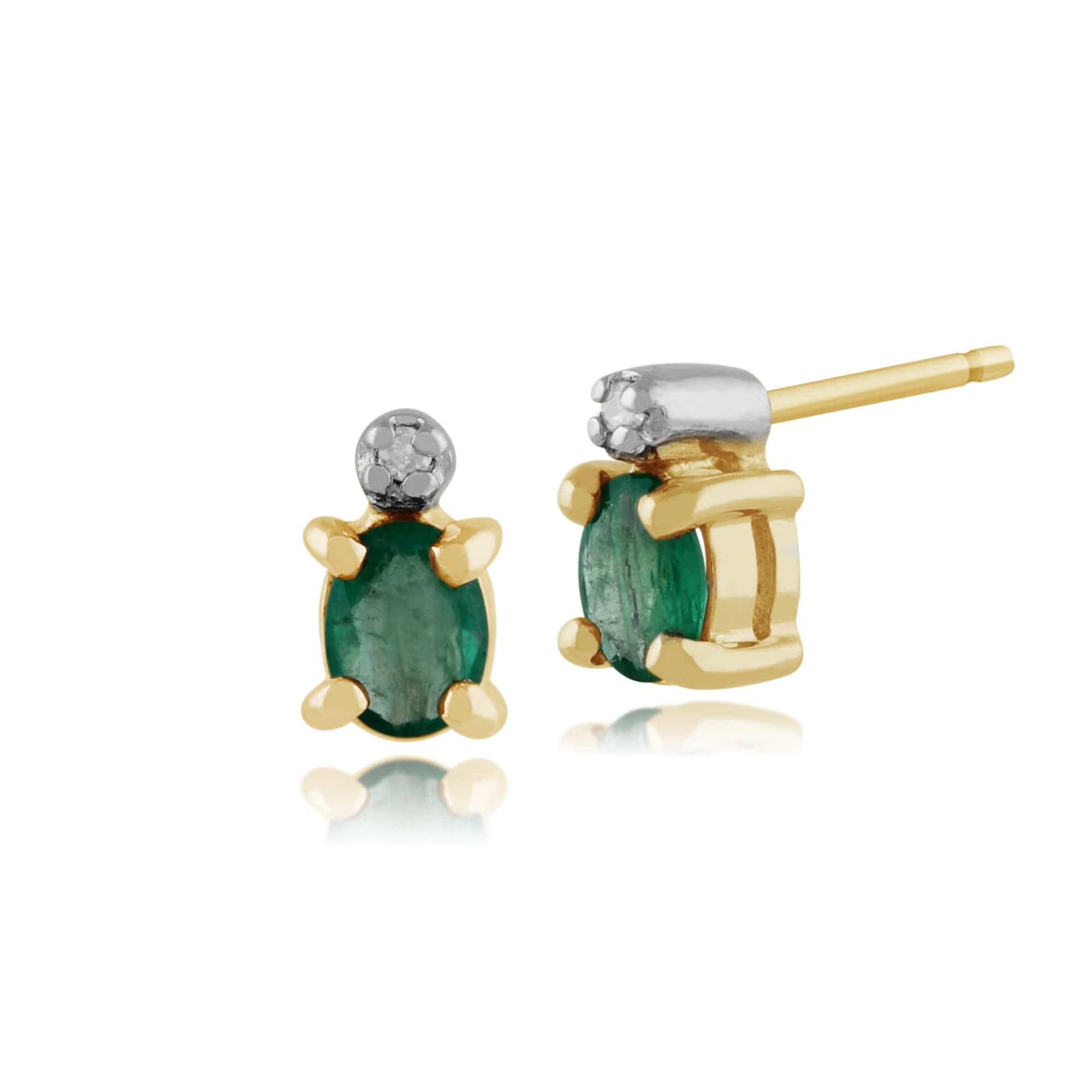 Classic Emerald & Diamond Halo Stud Earrings & Pendant Image 2