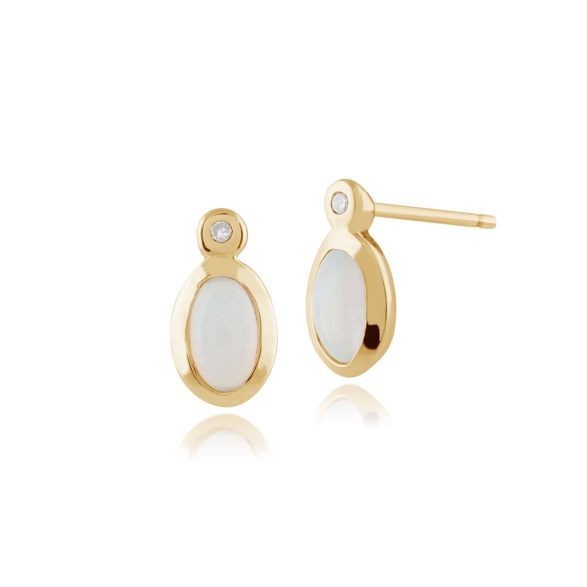 Gemondo 9ct Yellow Gold 0.30ct Opal & Diamond Oval Framed Stud Earrings Image