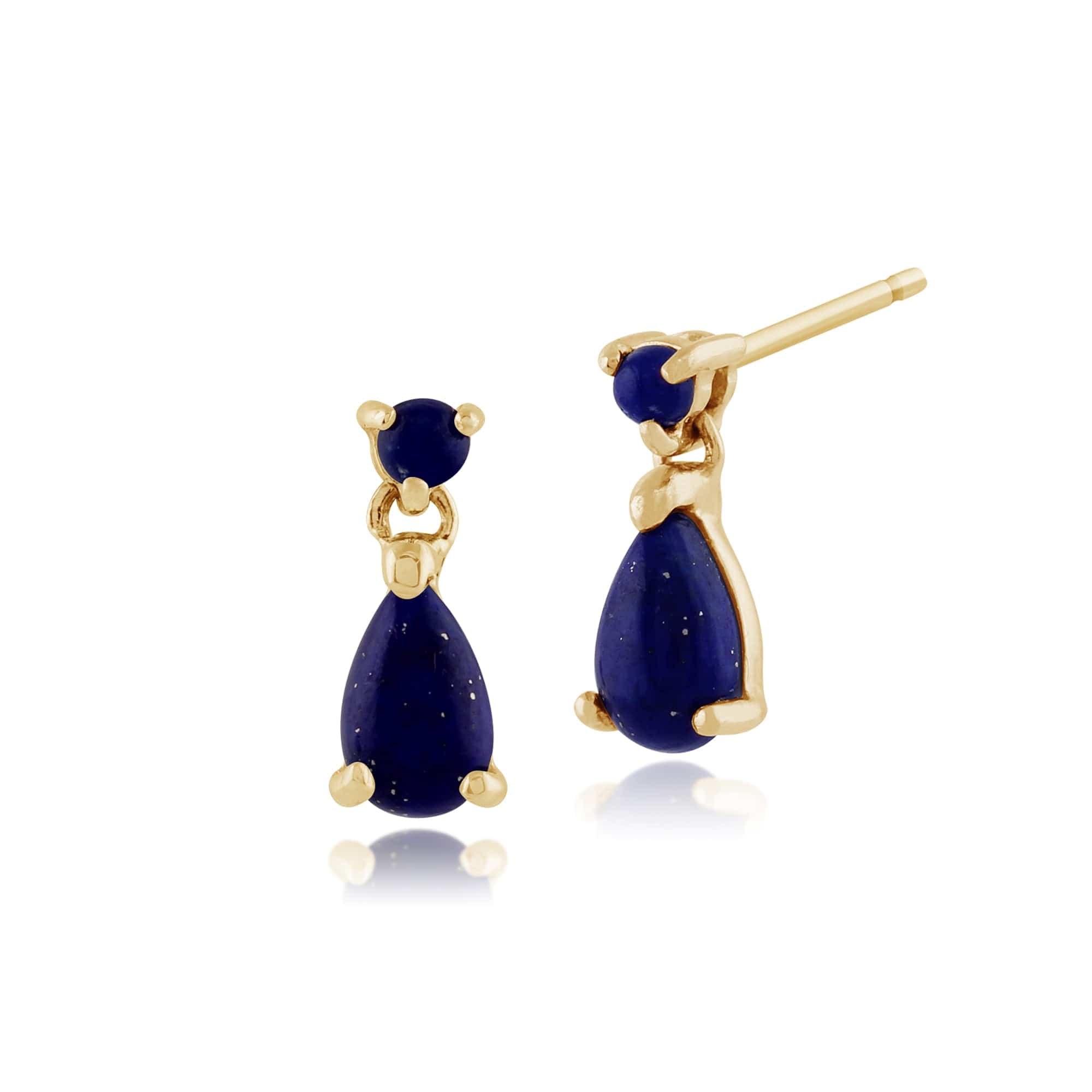 Classic Oval Lapis Lazuli Bezel Drop Earrings & Pendant Set Image 2