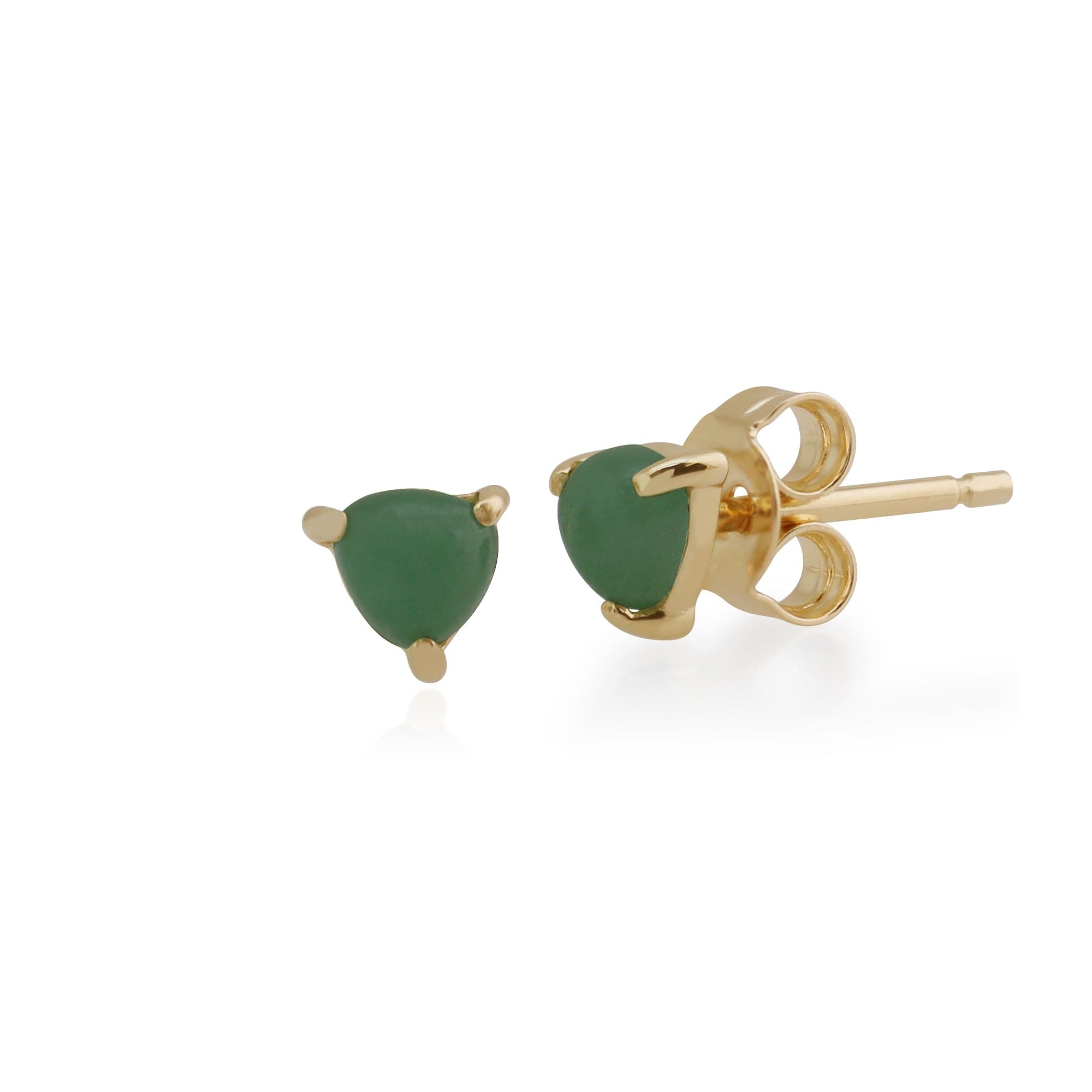 Classic Triangle Jade Single Stone Stud Earrings & Pendant Set in 9ct Yellow Gold - Gemondo