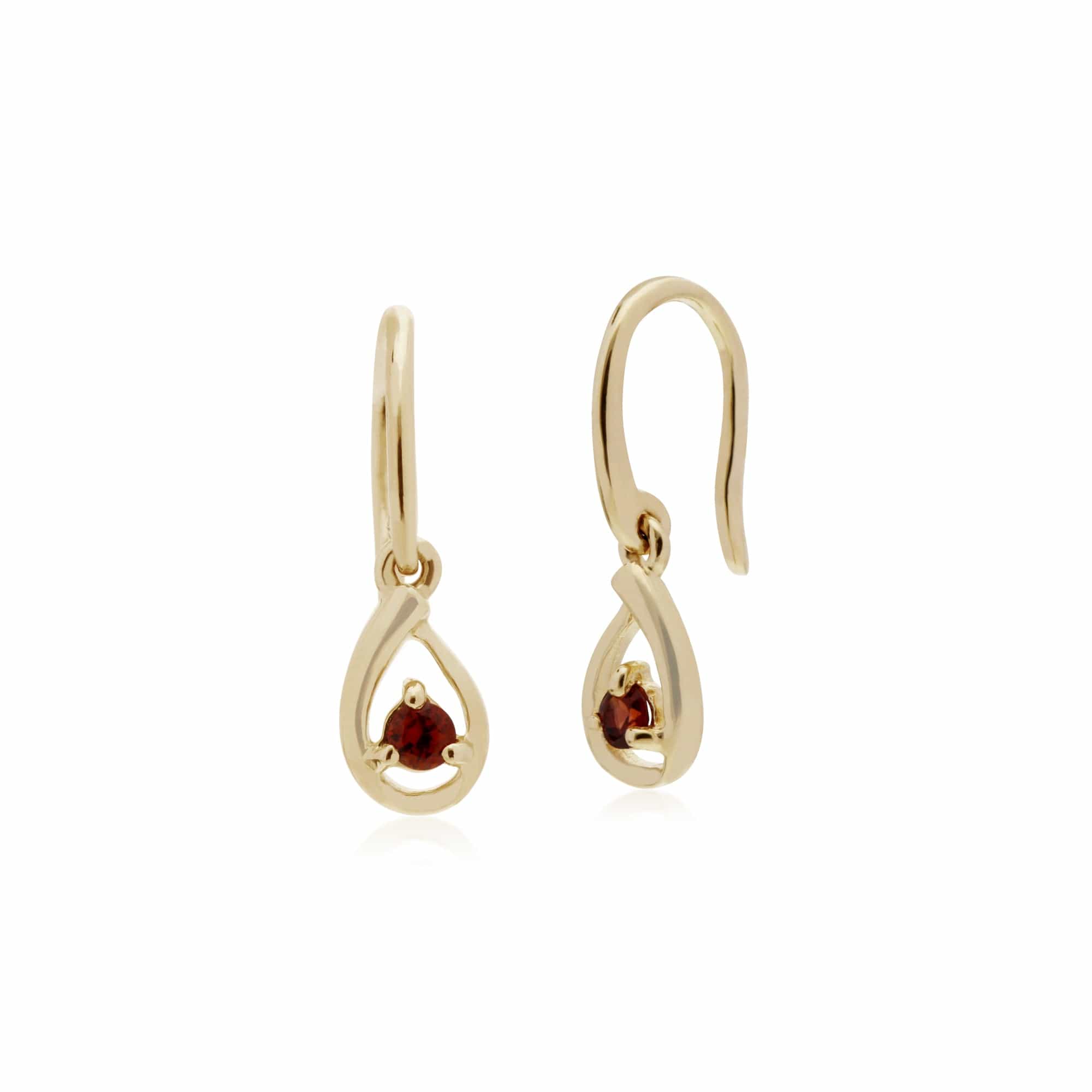 135E1190049-135P1551049 Classic Round Garnet Single Stone Tear Drop Earrings & Necklace Set in 9ct Yellow Gold 2