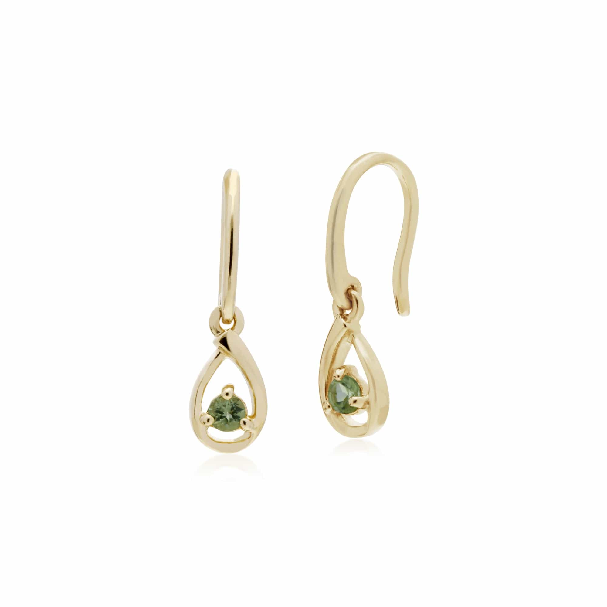 135E1190069-135P1551069 Classic Round Peridot Single Stone Tear Drop Earrings & Necklace Set in 9ct Yellow Gold 2
