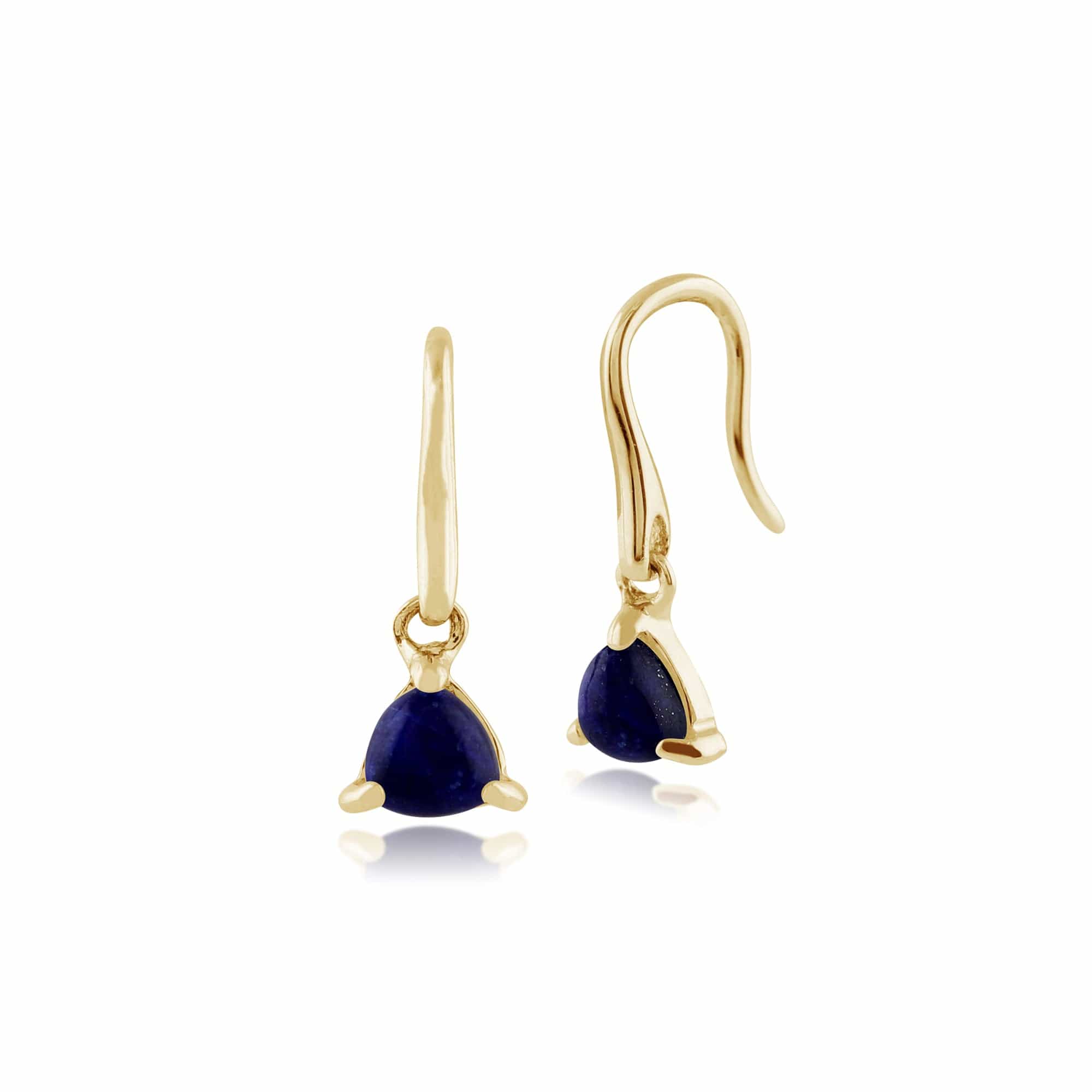 Classic Trillion Lapis Lazuli Drop Earrings in 9ct Yellow Gold - Gemondo