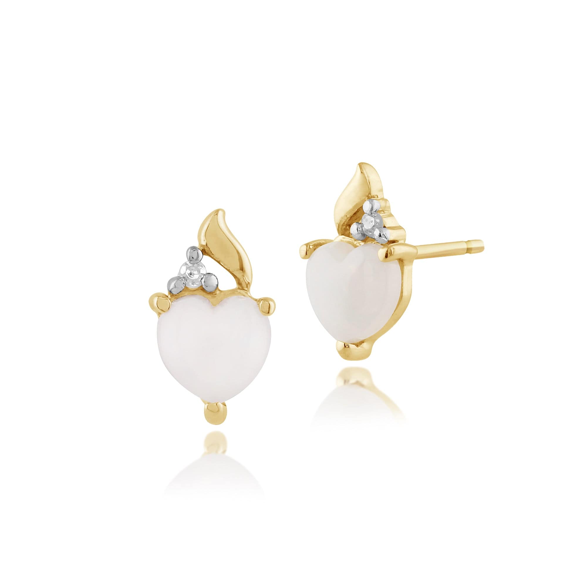 Classic Heart Opal & Diamond Stud Earrings & Pendant Set Image 2