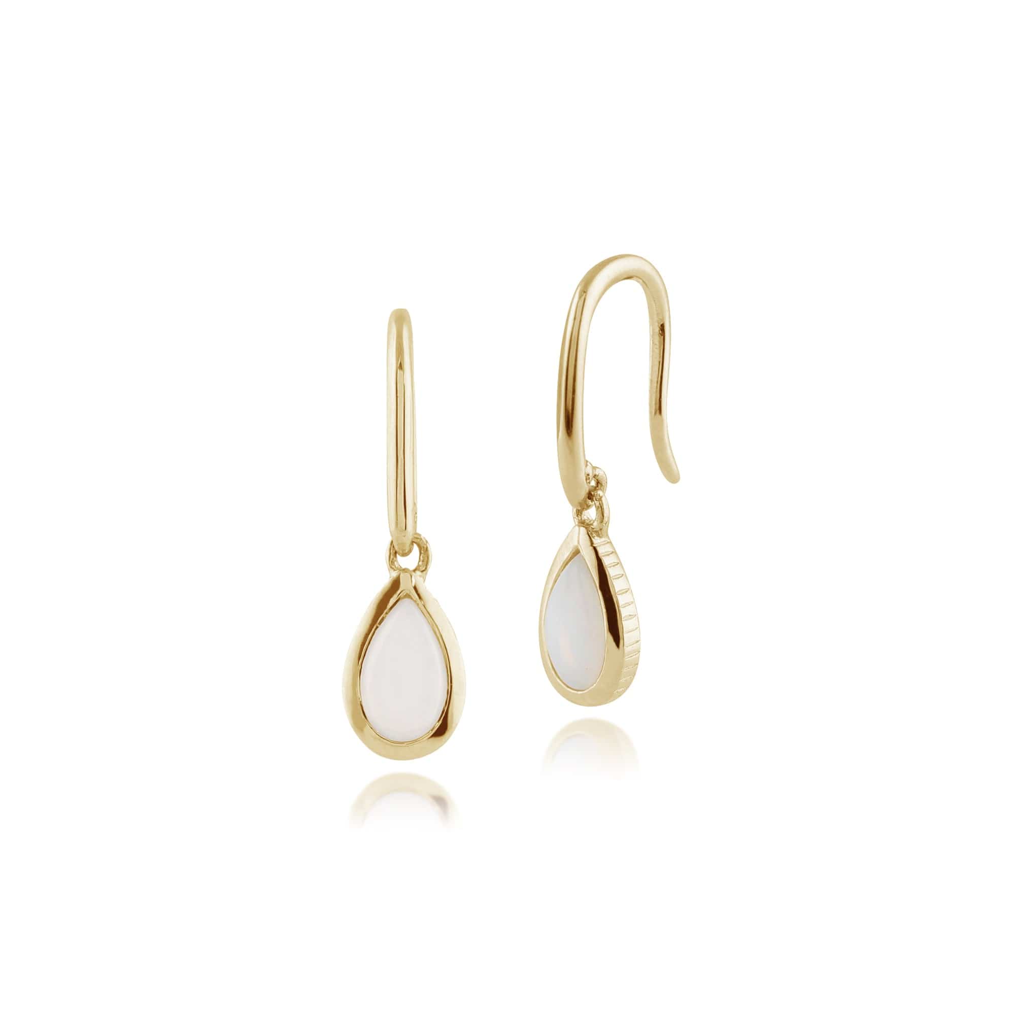 Classic Pear Opal Drop Earrings in 9ct Yellow Gold - Gemondo