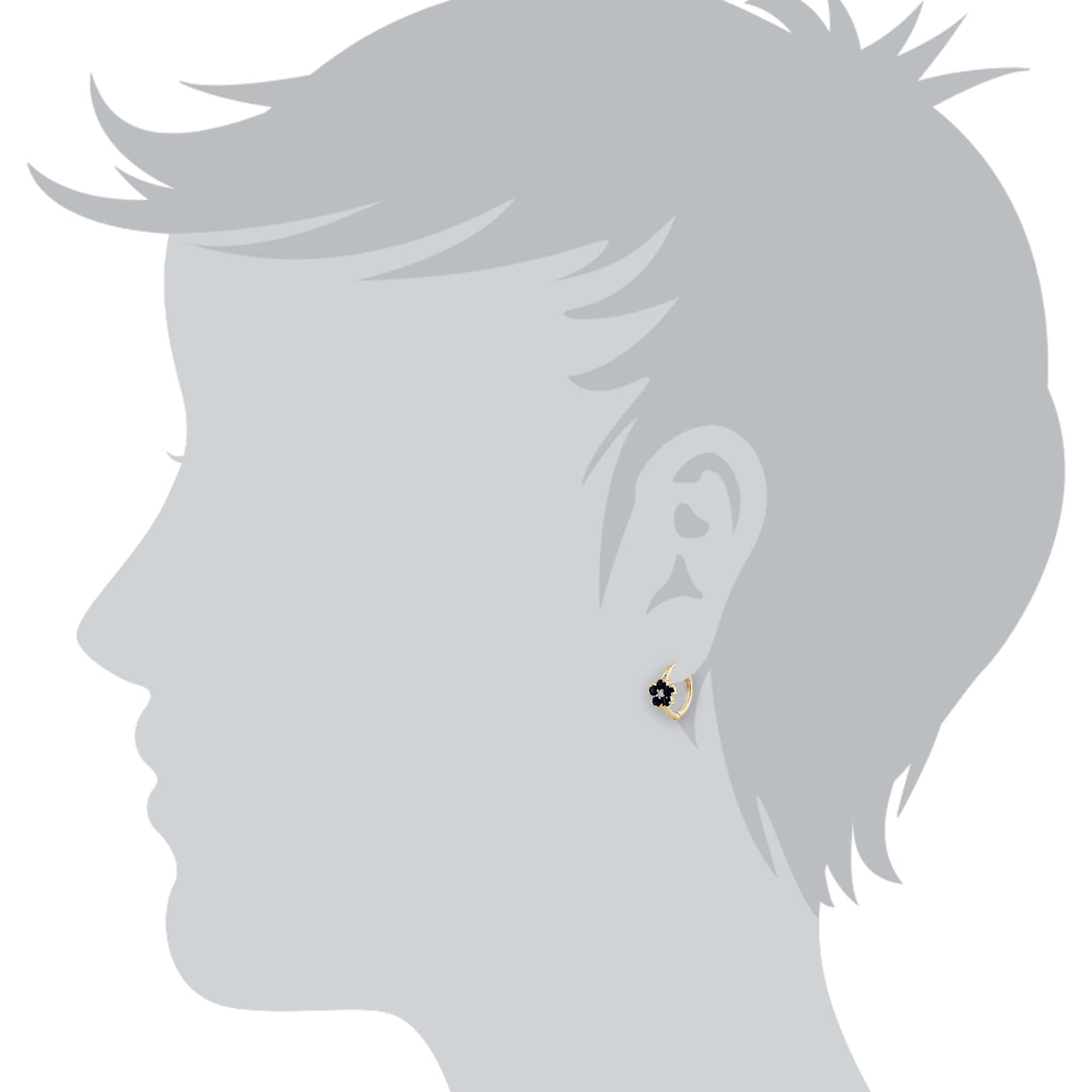 Floral Round Sapphire & Diamond Hoop Earrings in 9ct Yellow Gold - Gemondo