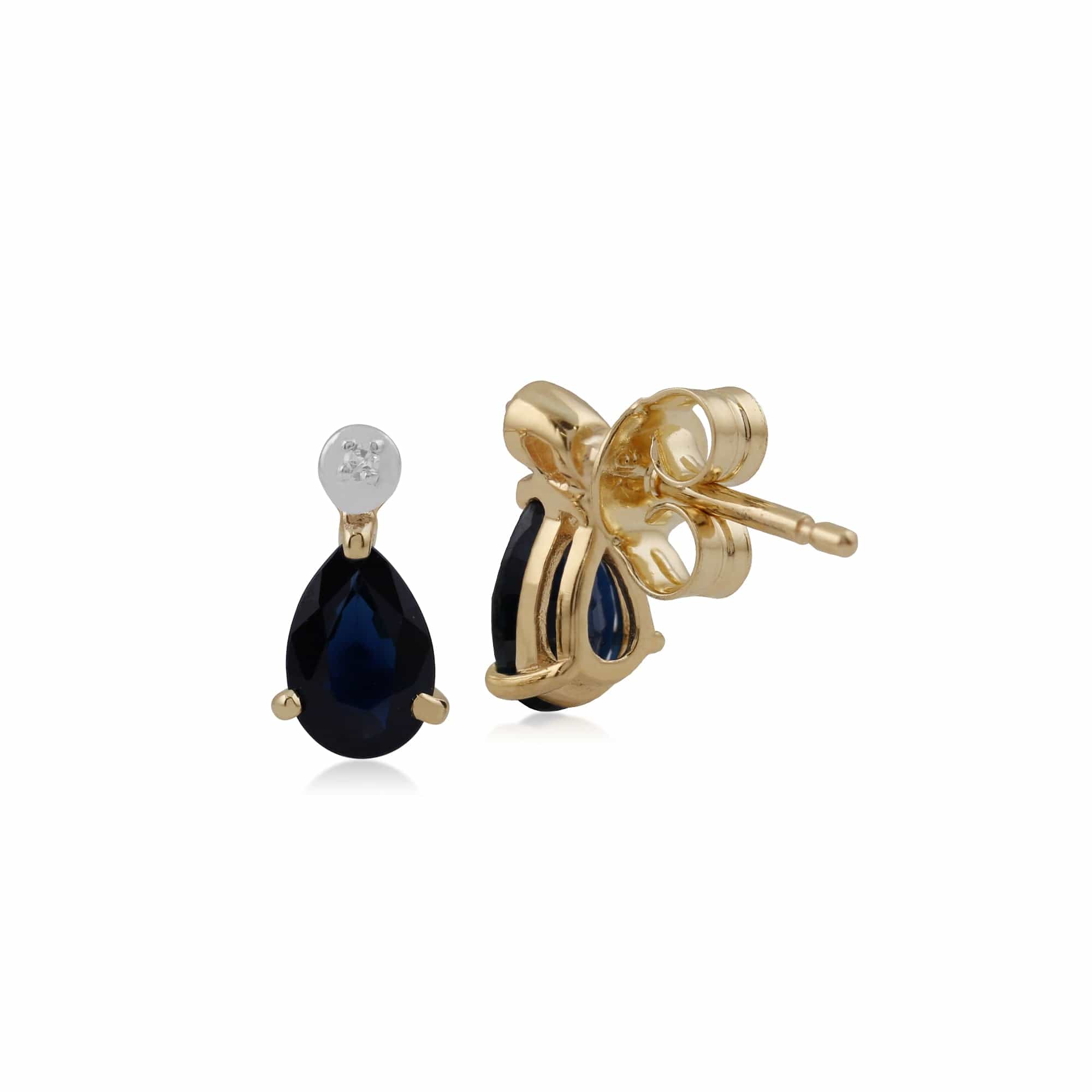 Classic Pear Sapphire & Diamond Drop Earrings in 9ct Yellow Gold - Gemondo