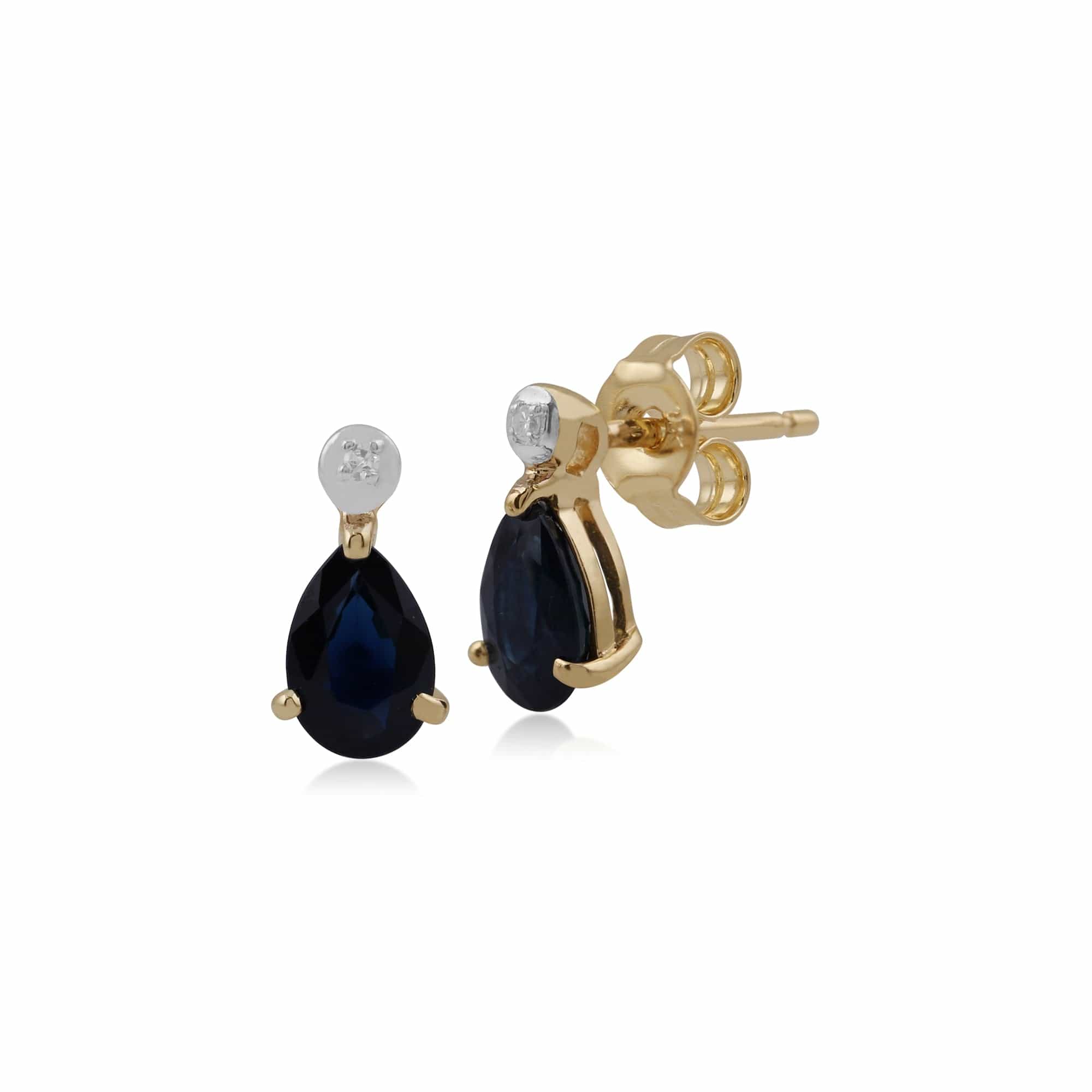 Pear Sapphire Diamond Earrings 9ct Gold