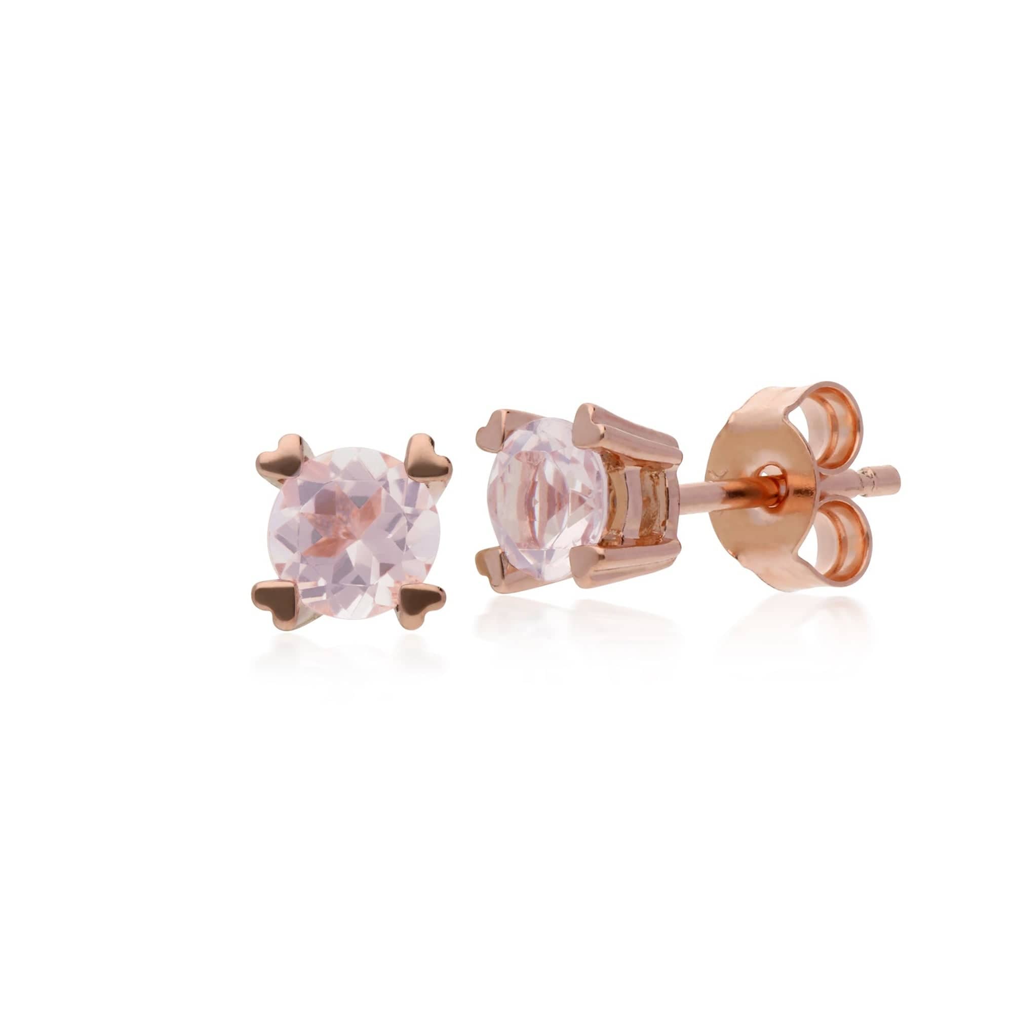 135E1361039 Gemondo 9ct Rose Gold Rose Quartz Heart Claw Earrings 1