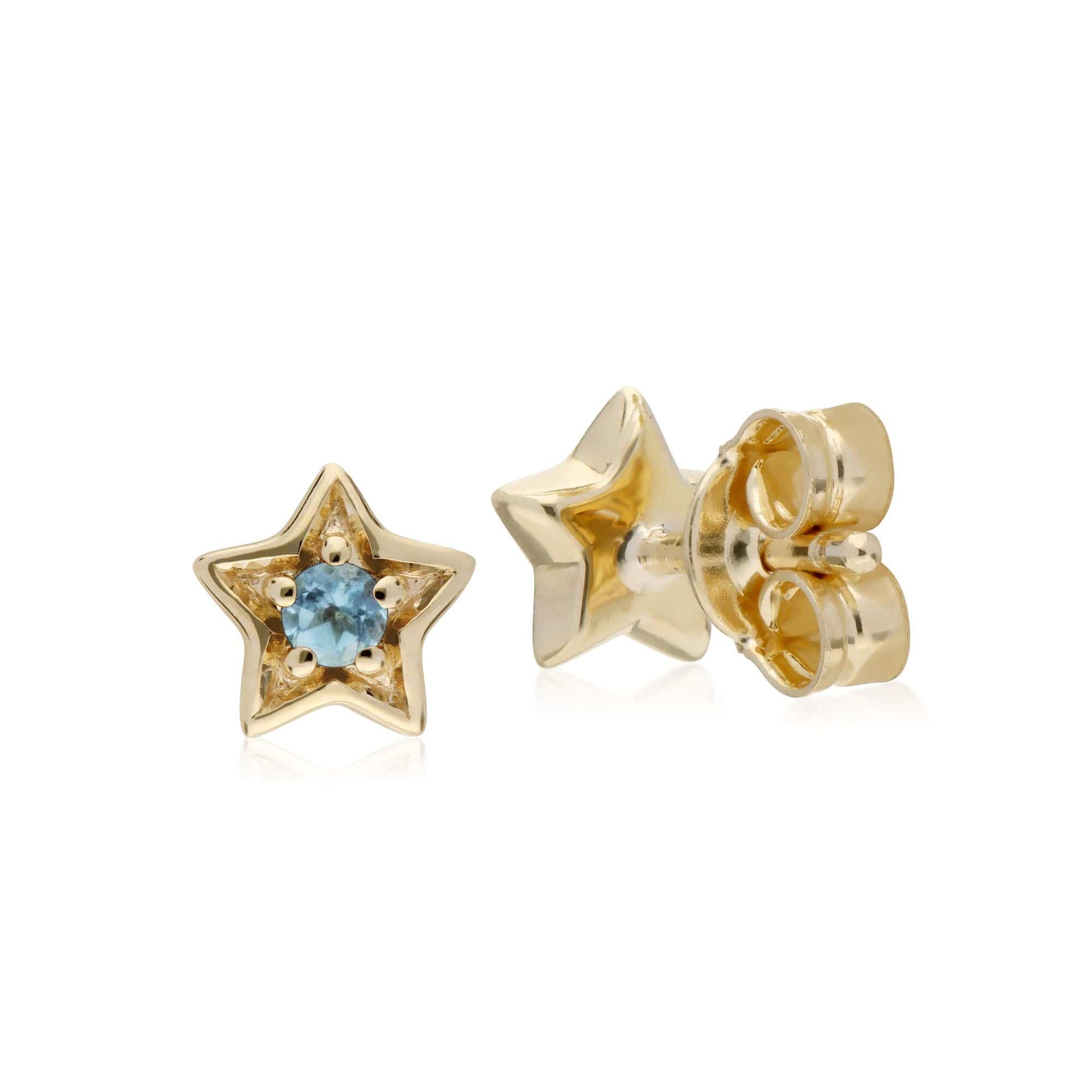 Gemondo 9ct Yellow Gold Blue Topaz Single Stone Star Stud Earrings - Gemondo