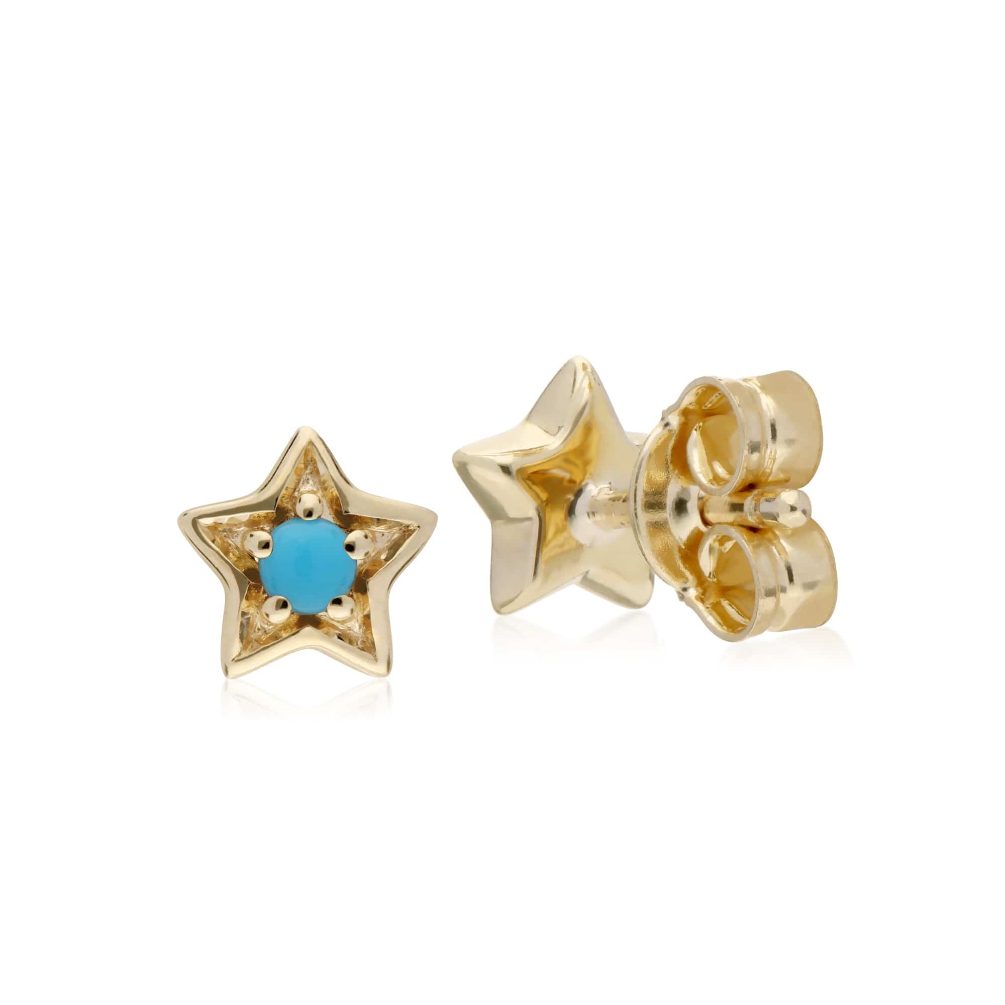135E1565019 Gemondo 9ct Yellow Gold Turquoise Single Stone Star Stud Earrings 2