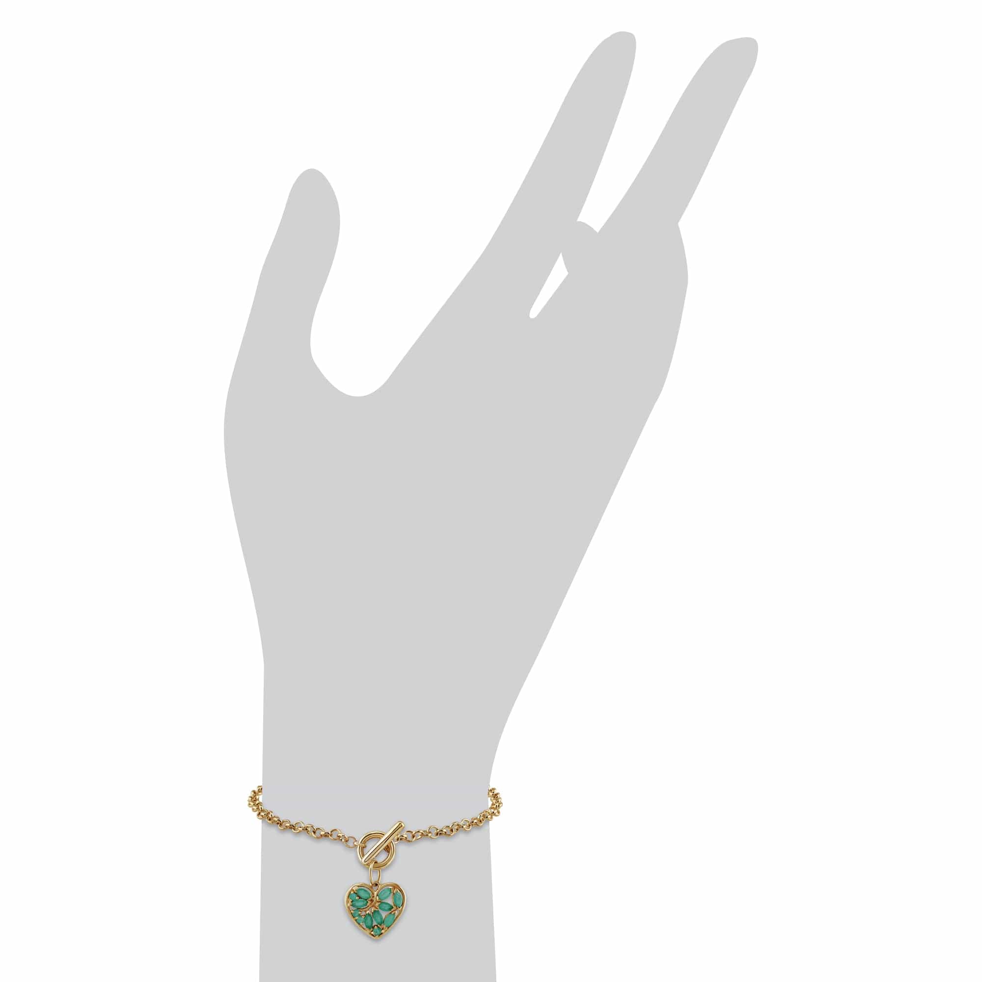 Classic Marquise Emerald Charm Bracelet in 9ct Yellow Gold - Gemondo