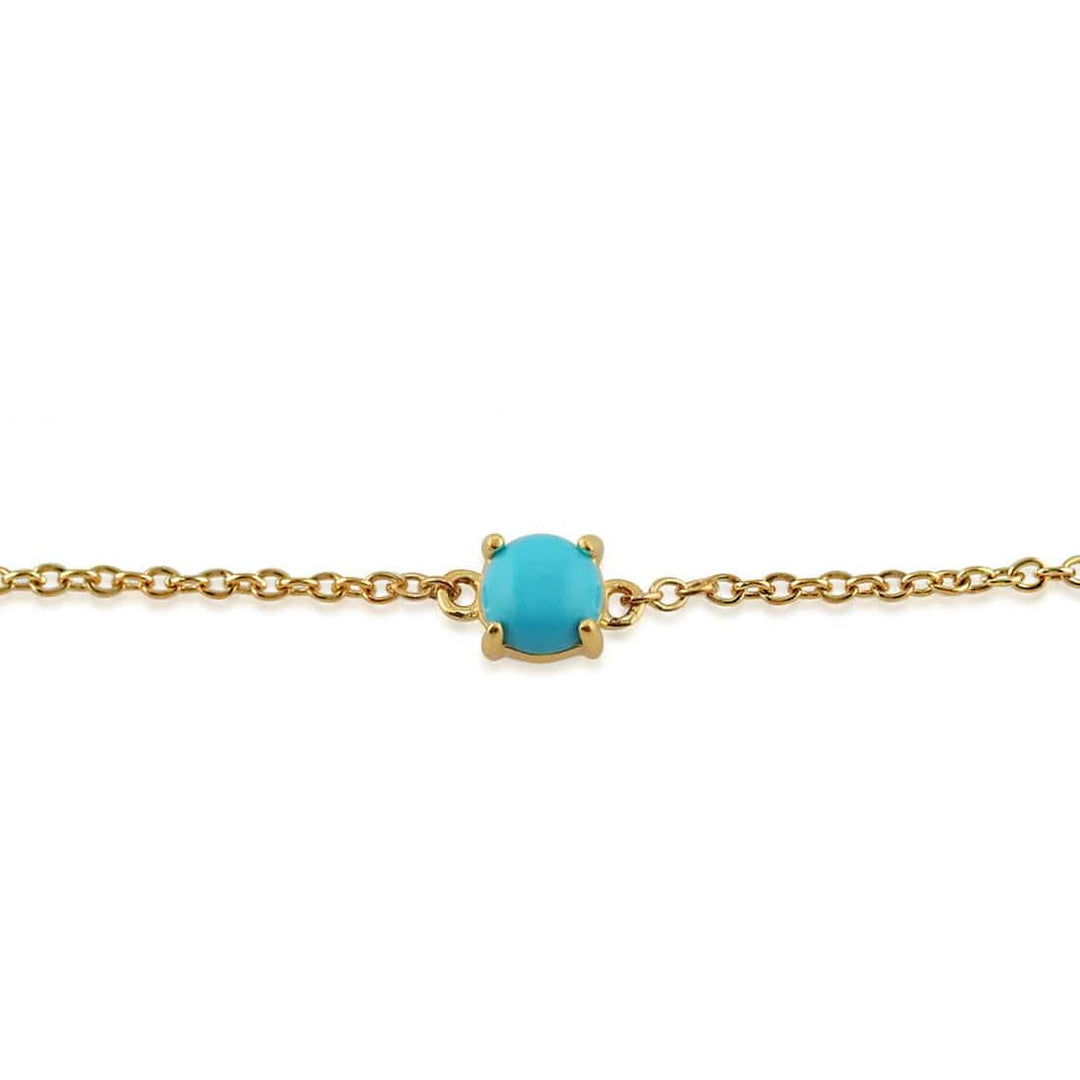 Classic Turquoise Cabochon Bracelet in 9ct Yellow Gold - Gemondo
