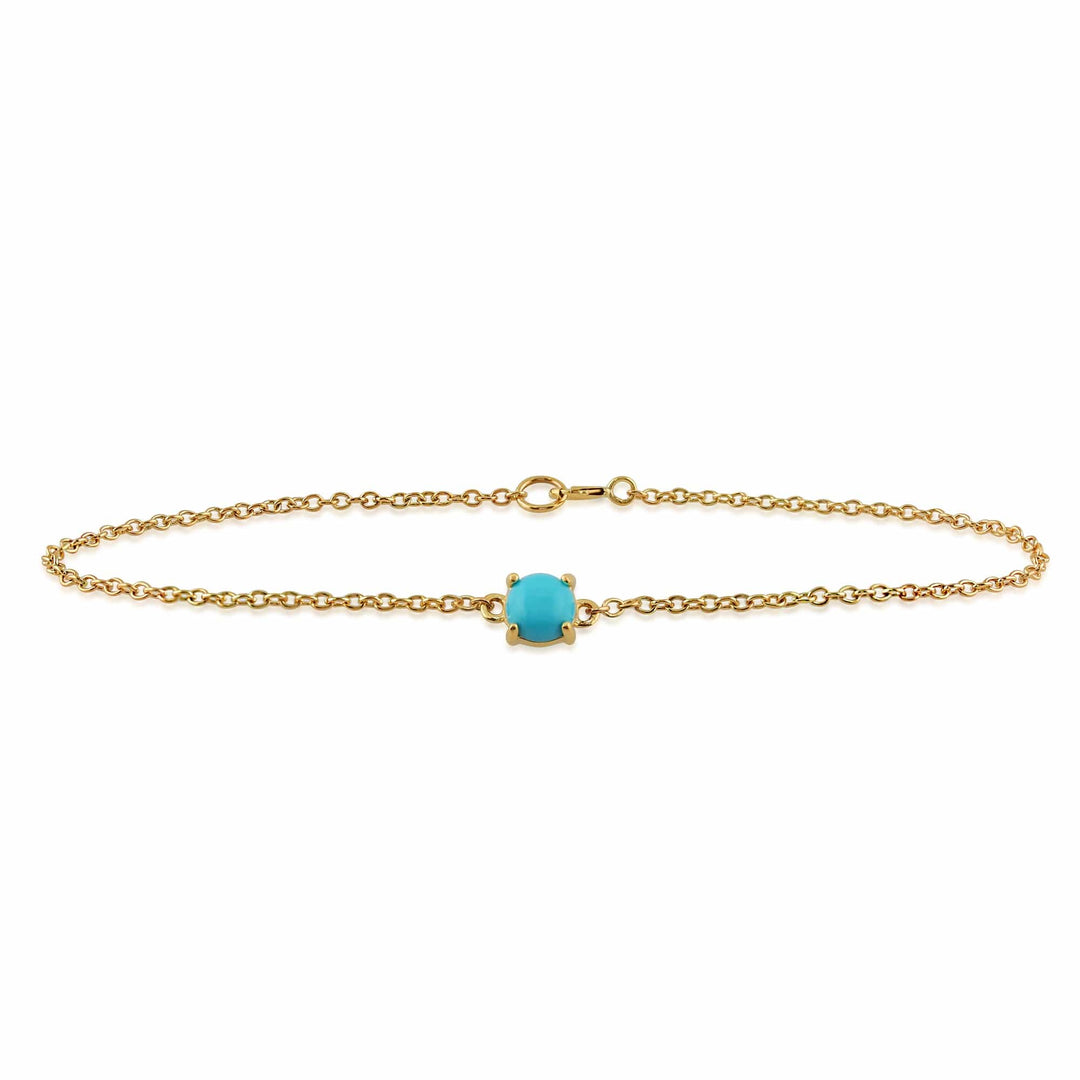 Classic Turquoise Cabochon Bracelet in 9ct Yellow Gold - Gemondo