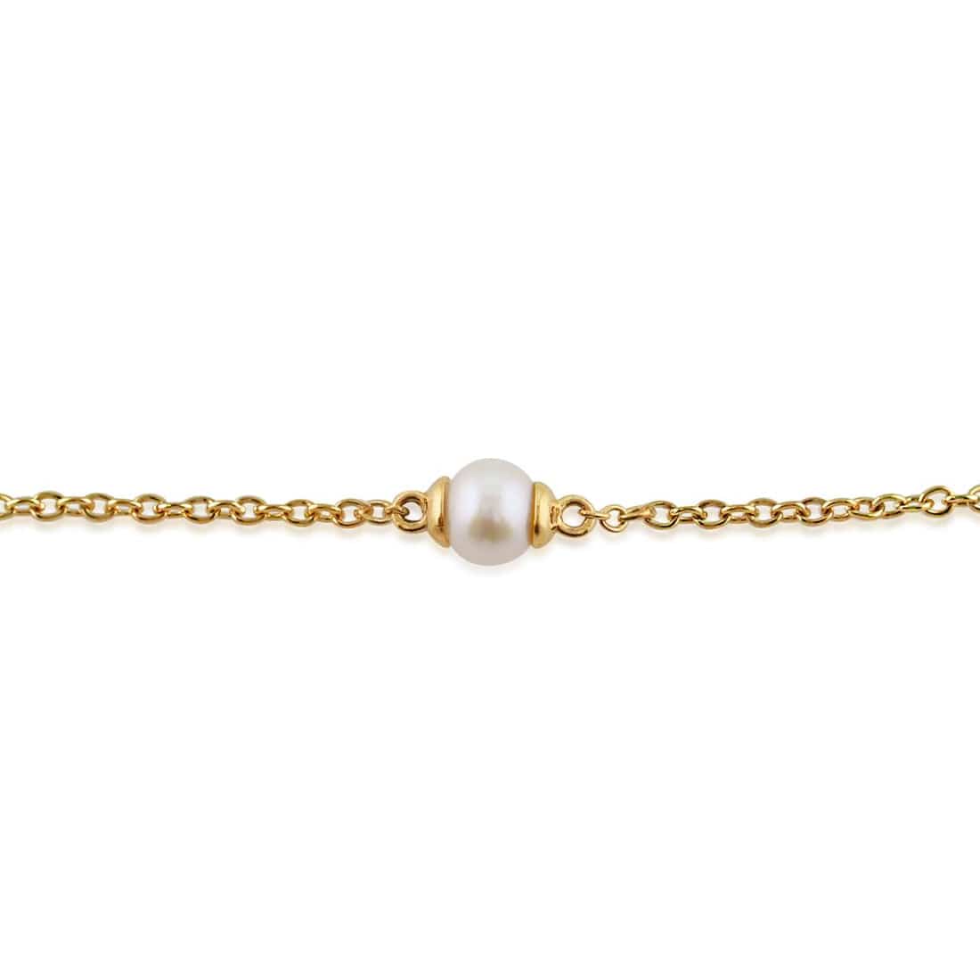 Classic Full Round Freshwater Pearl Bracelet in 9ct Yellow Gold - Gemondo