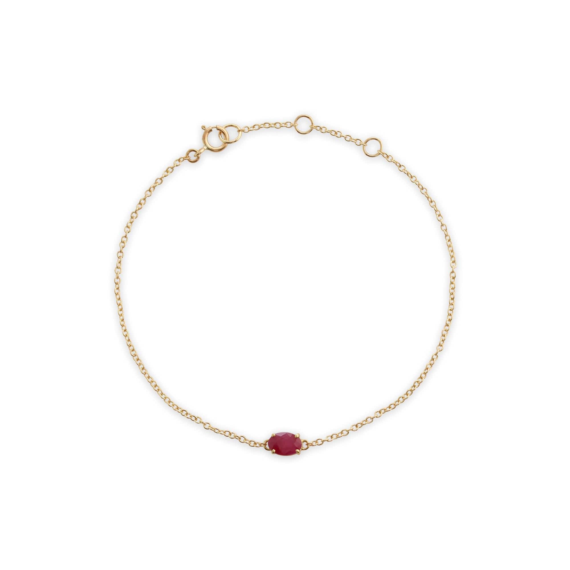 Classic Oval Ruby Single Stone Bracelet in 9ct Yellow Gold
