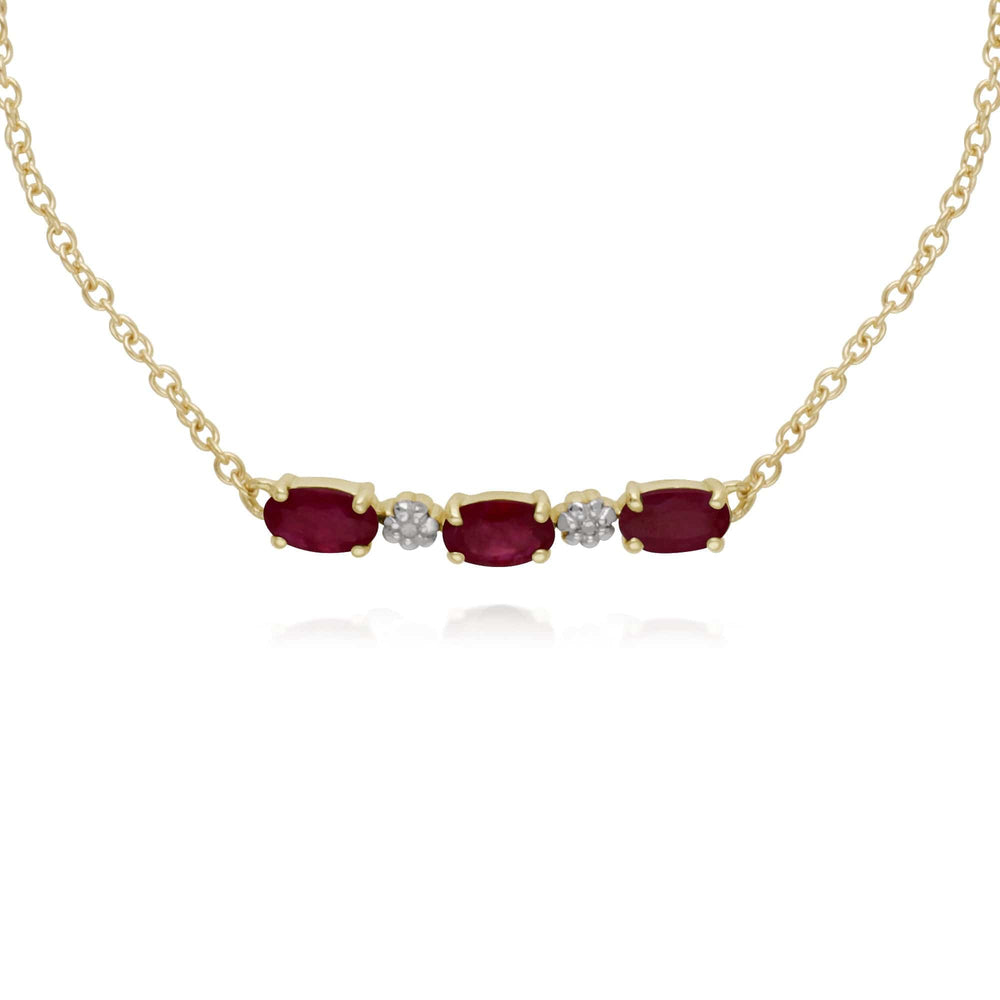 135L0263029 Classic Style Oval Ruby & Diamond Bracelet in 9ct Yellow Gold 2