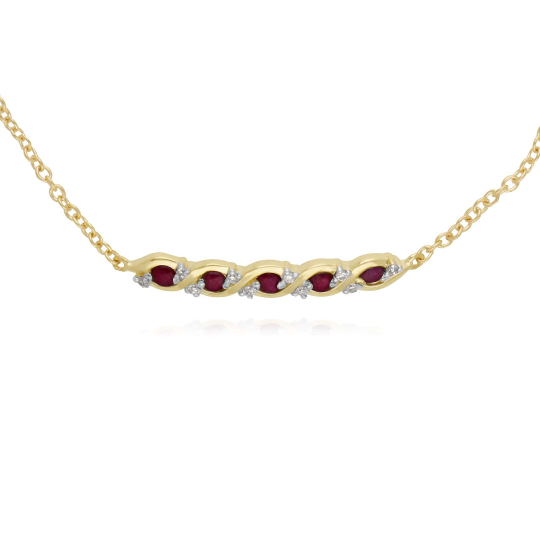 135L0264029 Classic Style Five Ruby & Diamond Twisted Bracelet in 9ct Yellow Gold 1