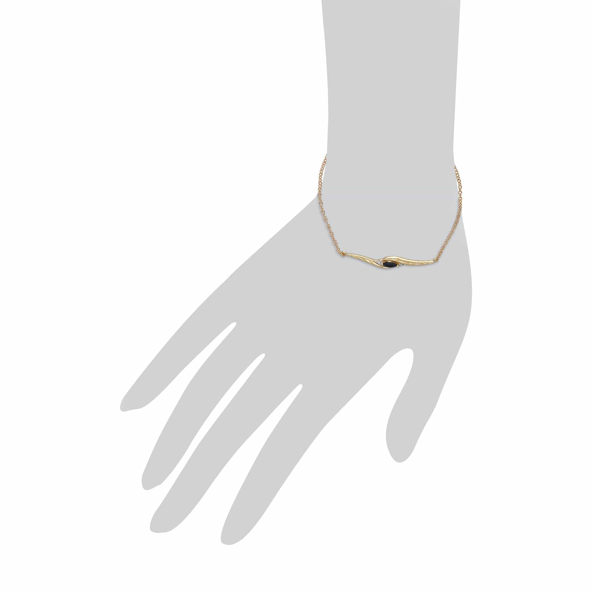 Classic Style Marquise Sapphire & Diamond Bracelet in 9ct Yellow Gold - Gemondo