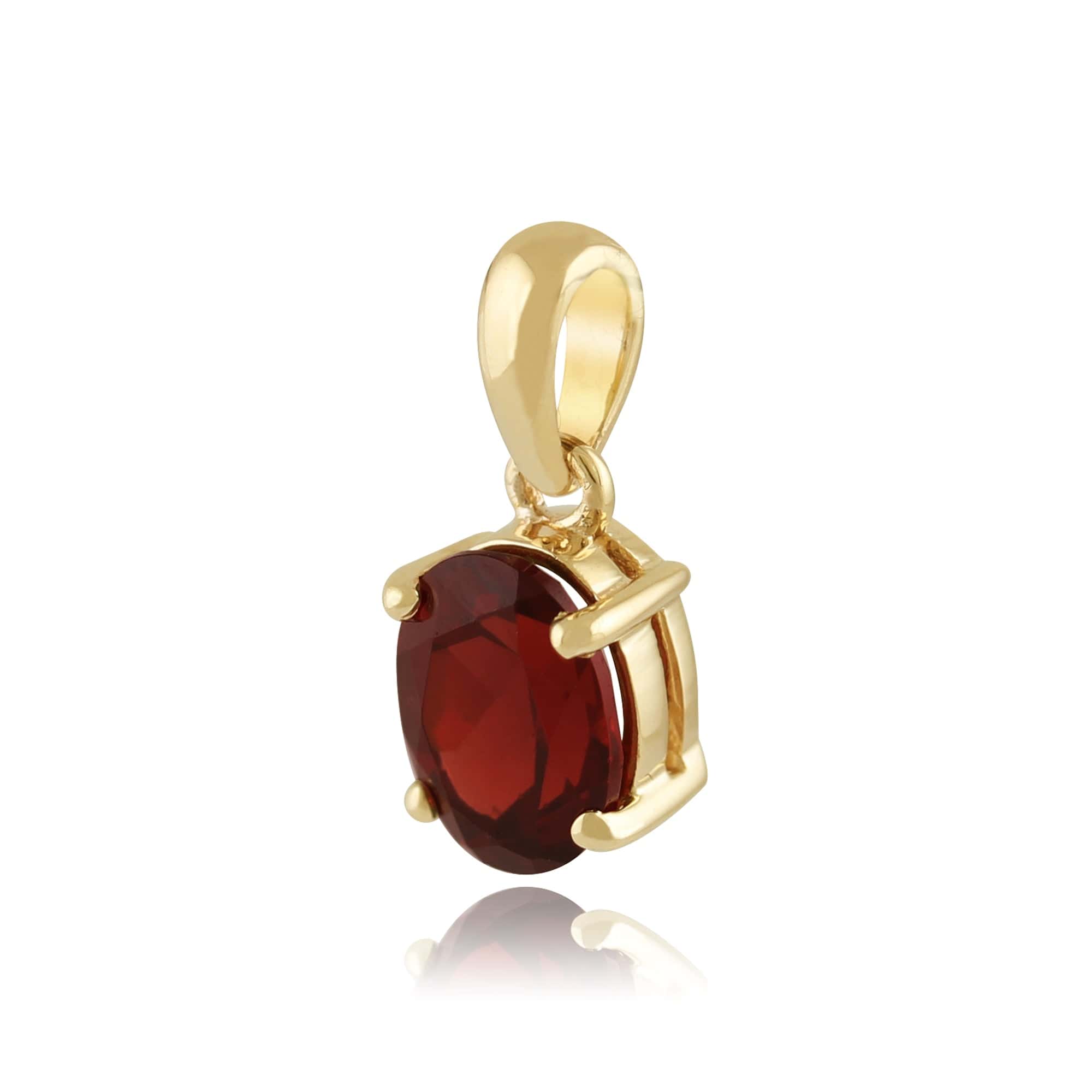 9042 Classic Oval Garnet Pendant in 9ct Yellow Gold 2