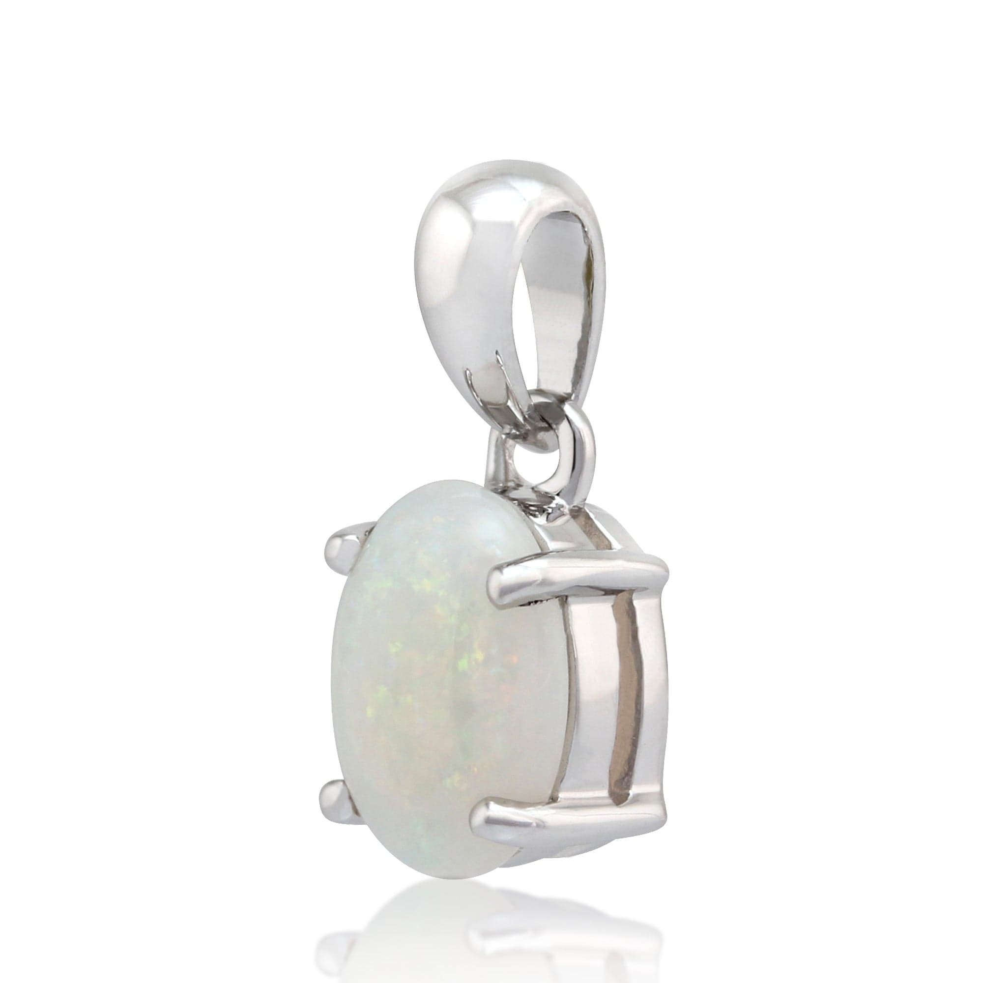 20258 Classic Oval Opal Cabochon Pendant in 9ct White Gold 2