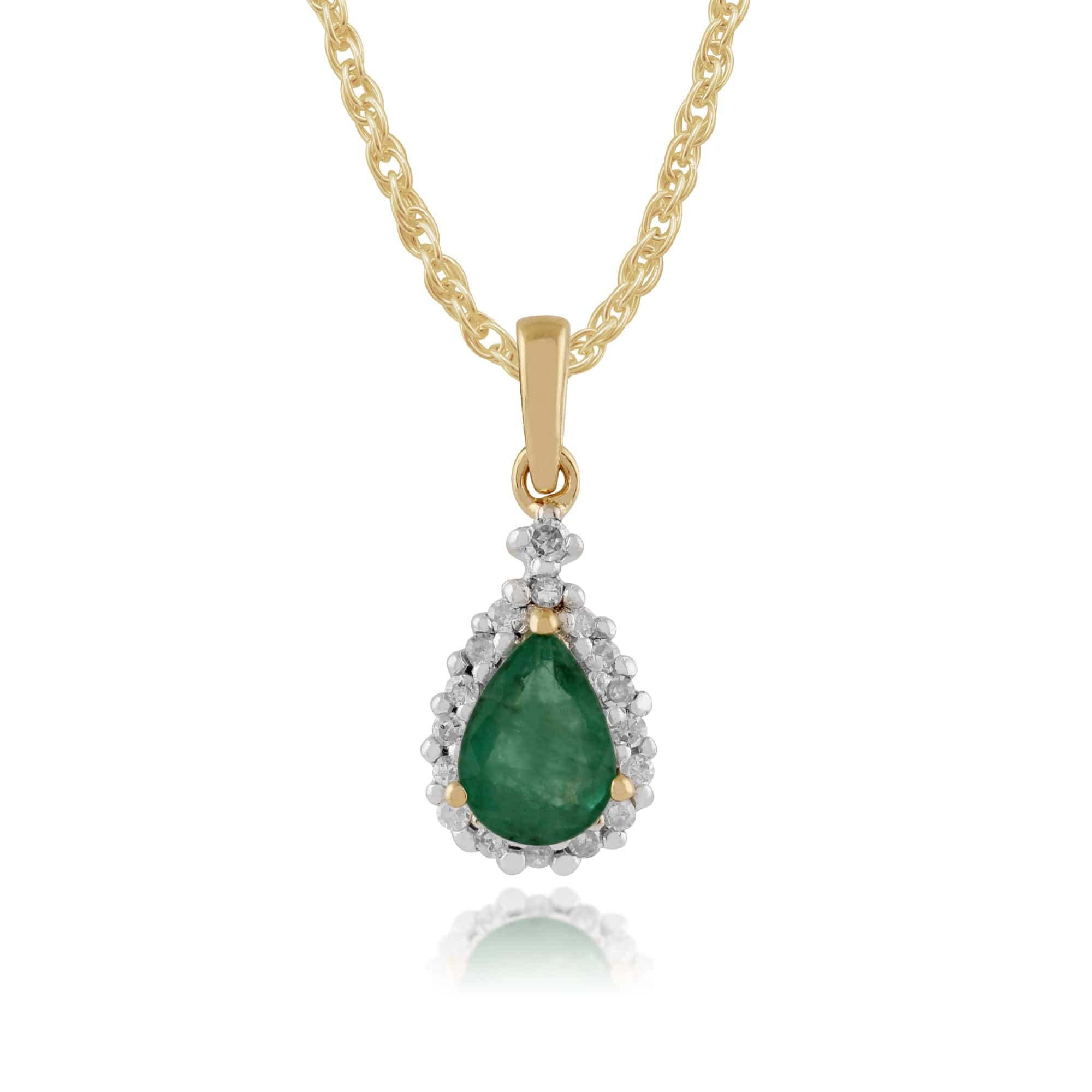 Classic Emerald & Diamond Halo Pendant & Ring Set Image 2
