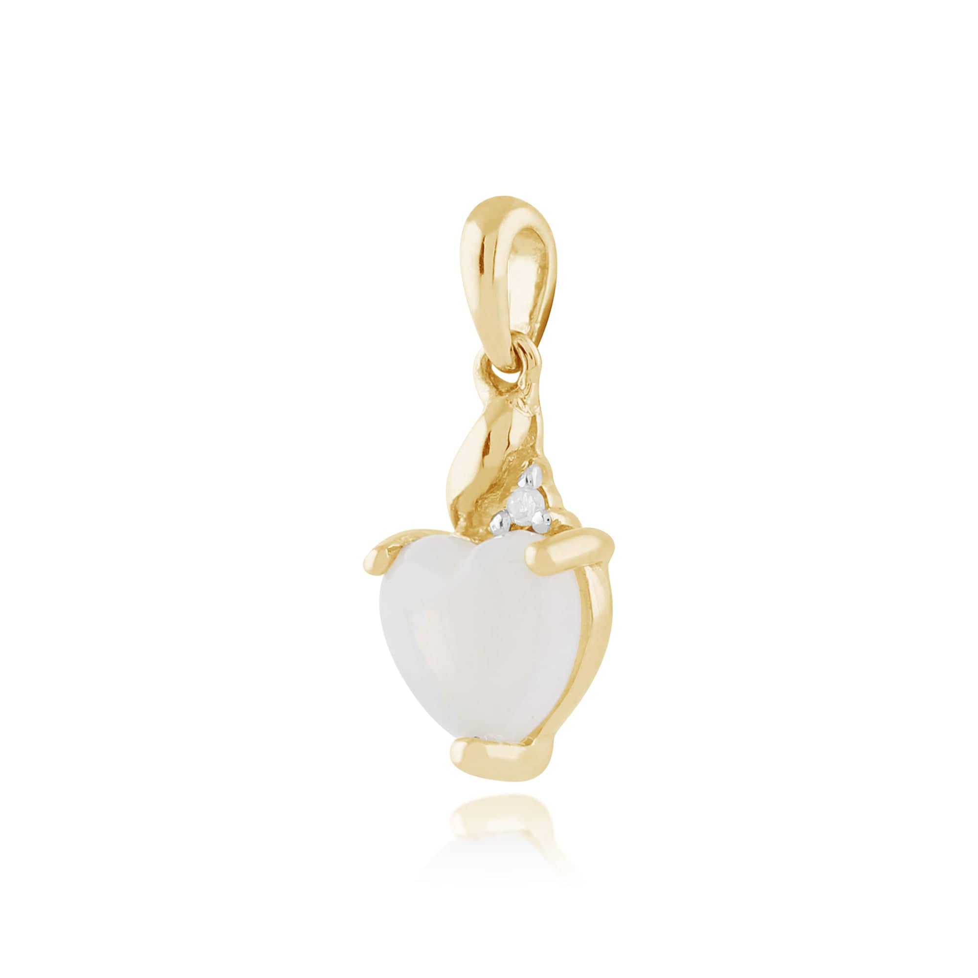135E1201019-135P1565019 Classic Heart Opal & Diamond Love Heart Stud Earrings & Pendant Set in 9ct Yellow Gold 5