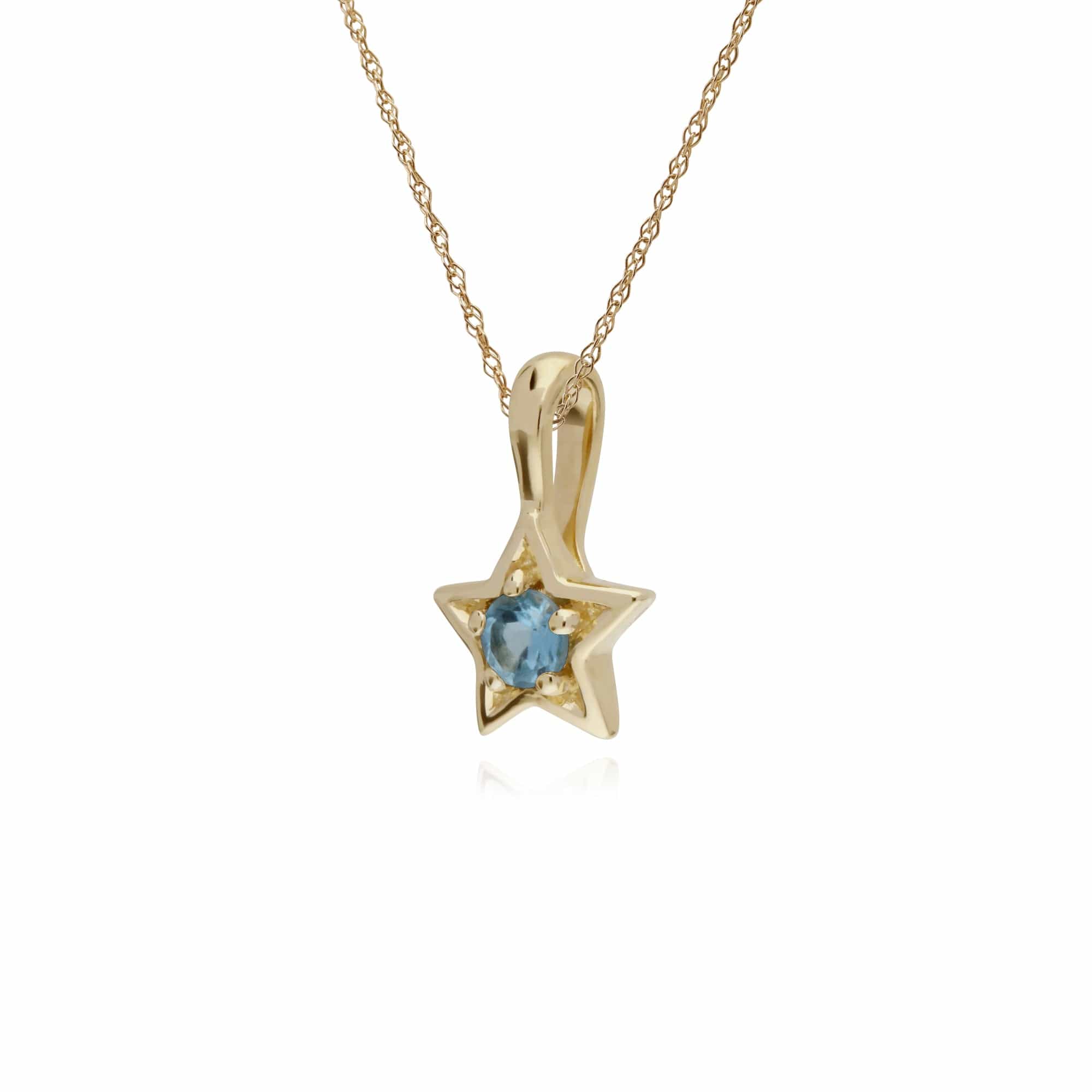 Gemondo 9ct Yellow Gold Blue Topaz Single Stone Star 45cm Necklace - Gemondo