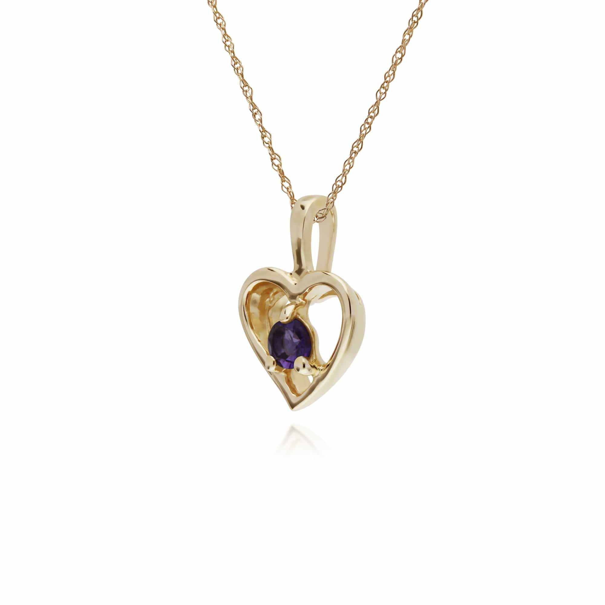 Gemondo 9ct Yellow Gold Amethyst Single Stone Heart 45cm Necklace - Gemondo