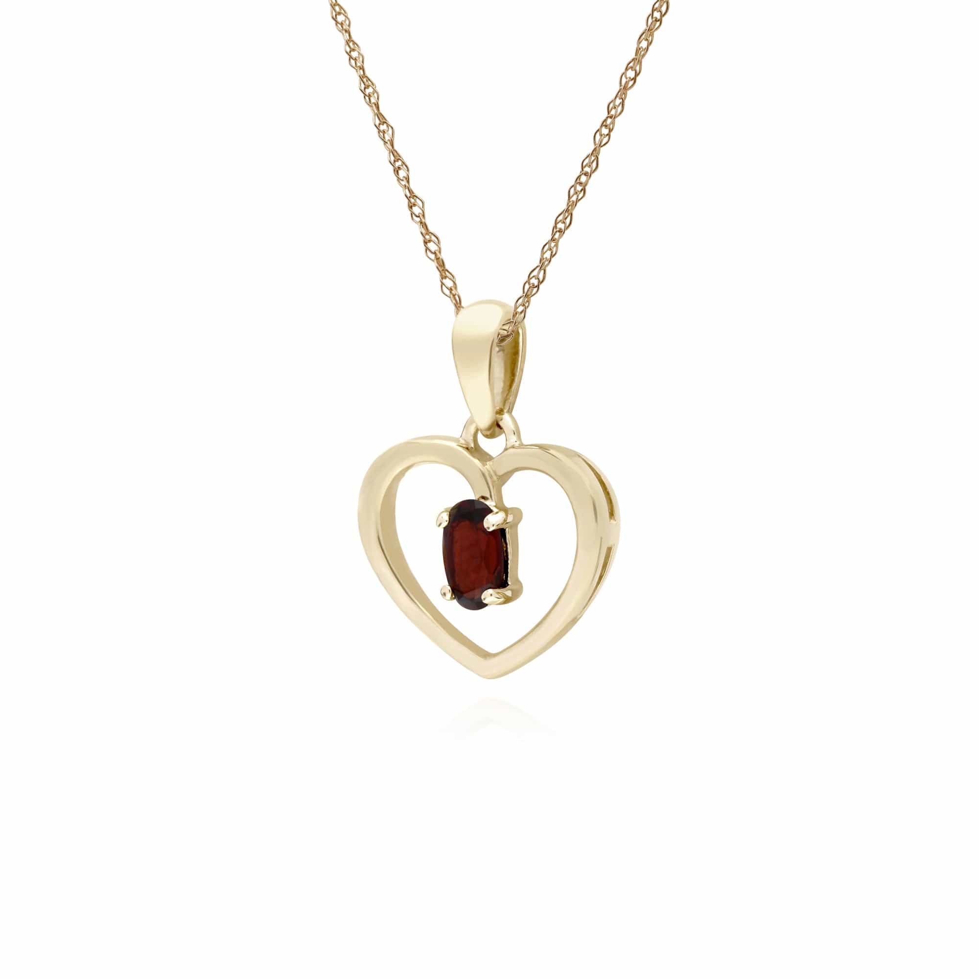 135P1887079 Gemondo 9ct Yellow Gold Garnet Oval Single Stone Heart Pendant on 45cm Chain 2