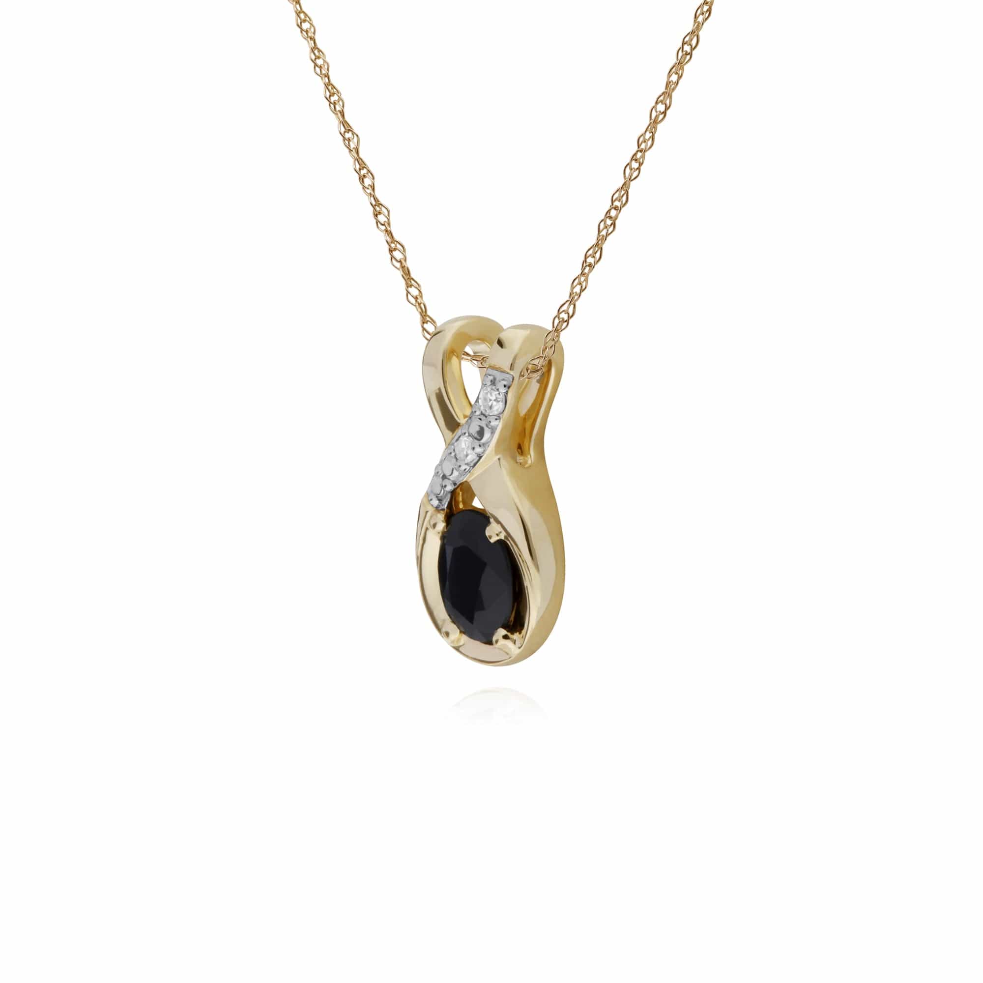 135P1900029 Classic Sapphire & Diamond Twisted Bale Pendant in 9ct Gold 2